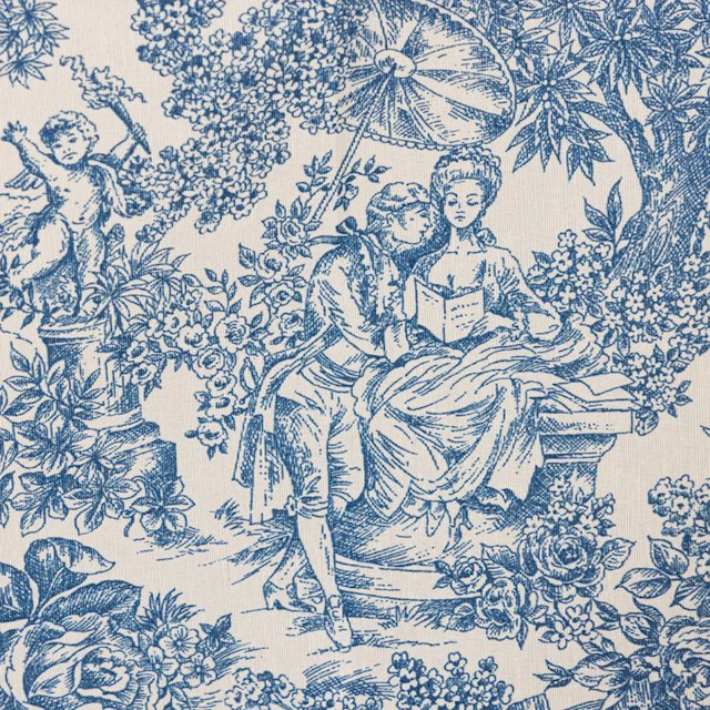 BA065 - Toile de Jouy blue fabric – 2.8 x 2.5 m...