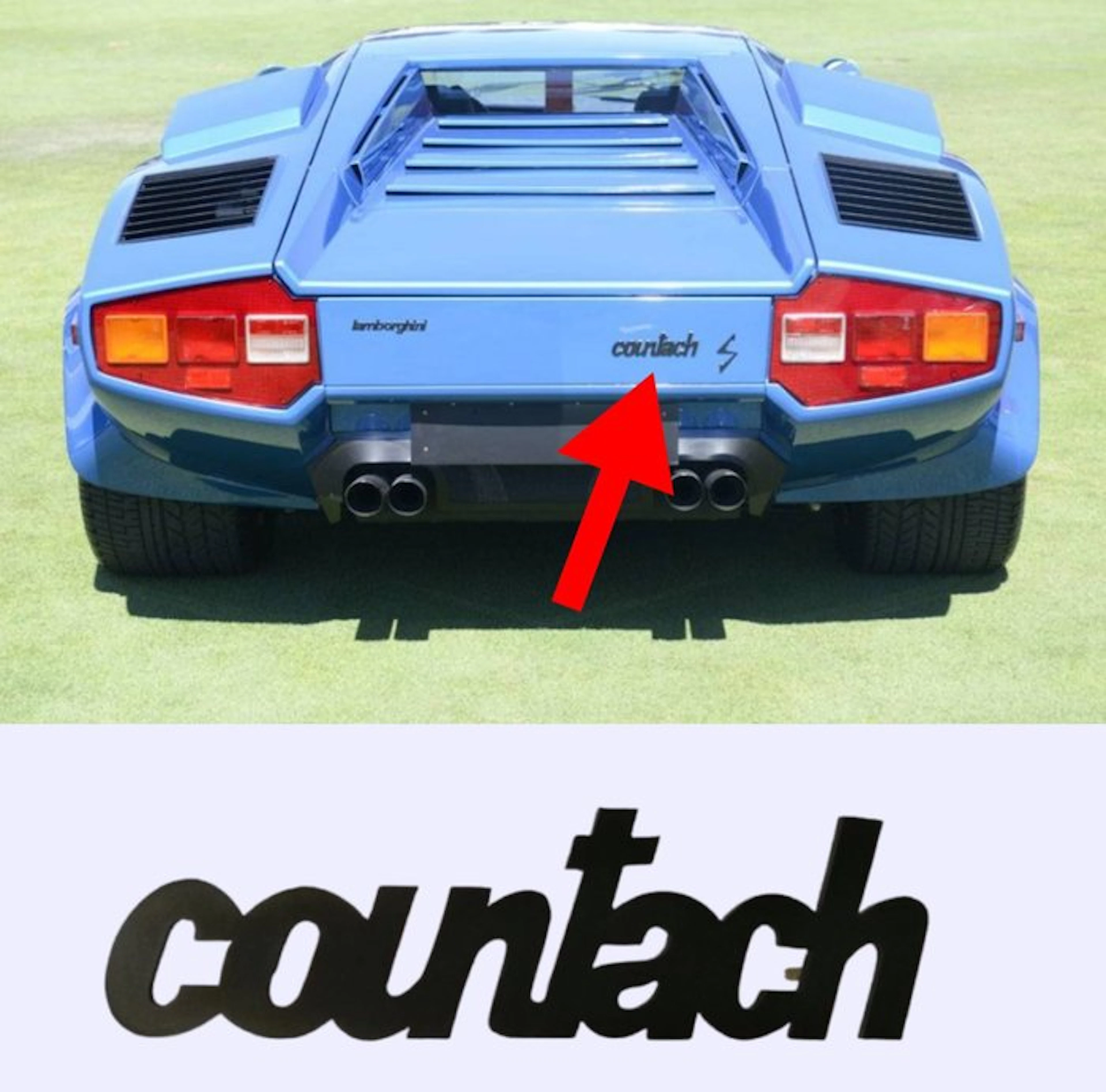Lamborghini Countach Black Original Rear script...