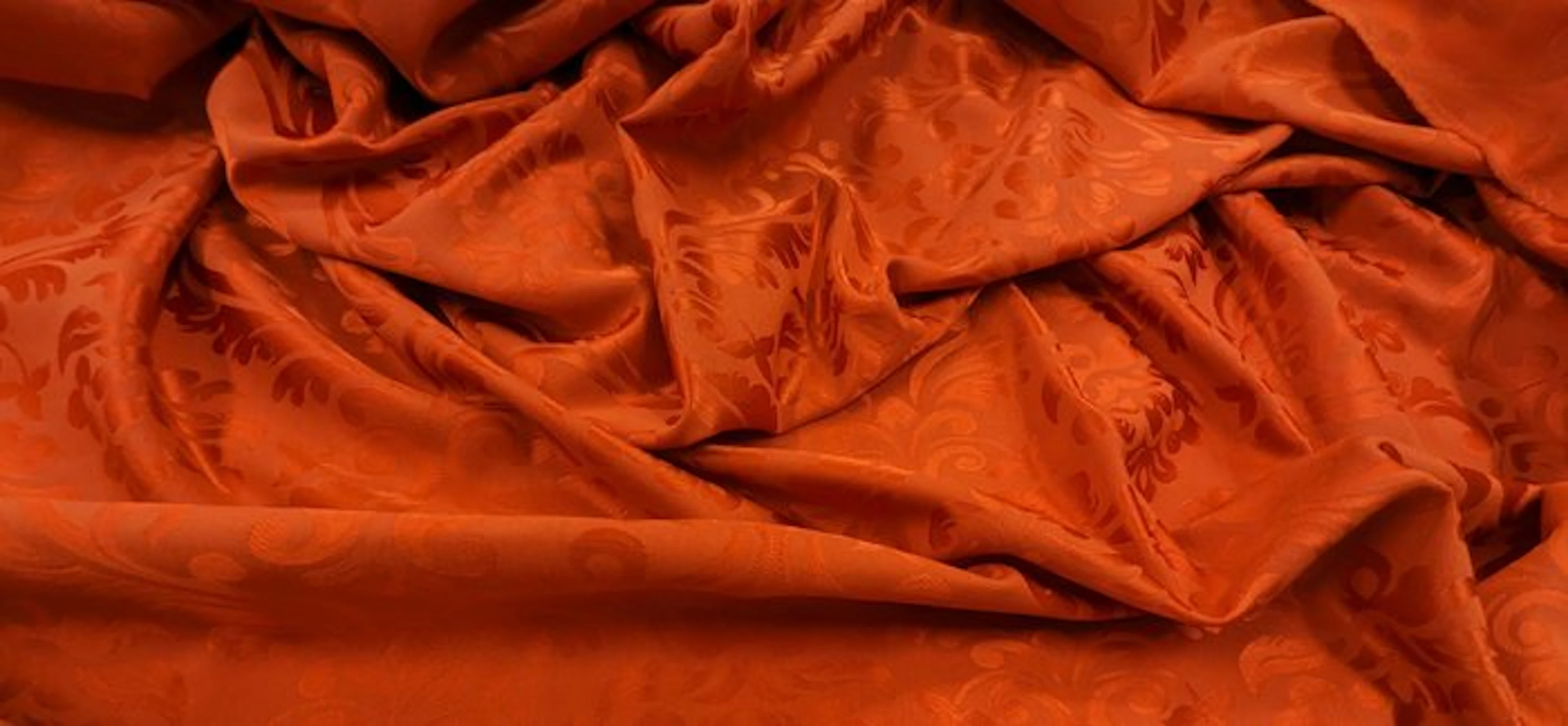 Splendido Tessuto d'arredo " Dama" color mandarino alta...