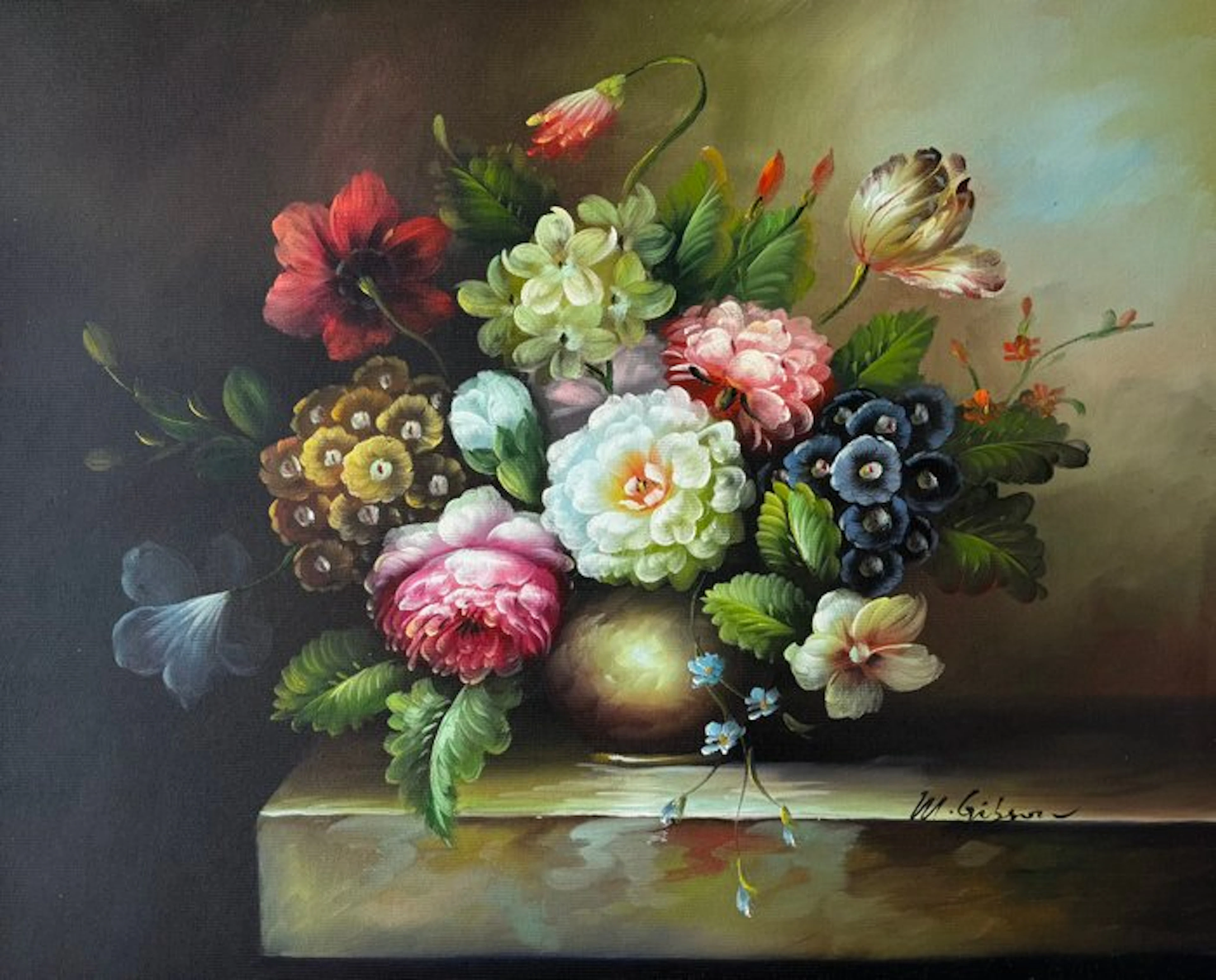 M. Gibson (XX) - Jarrón de Flores clásico