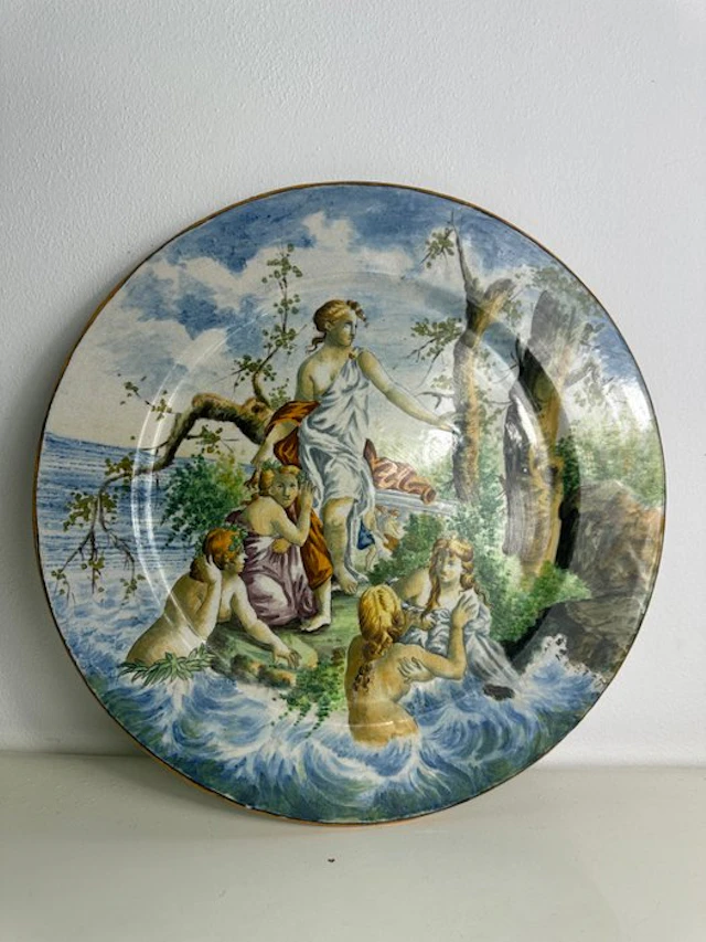 Dish - Majolica - Diana Nymphs - late 19th century