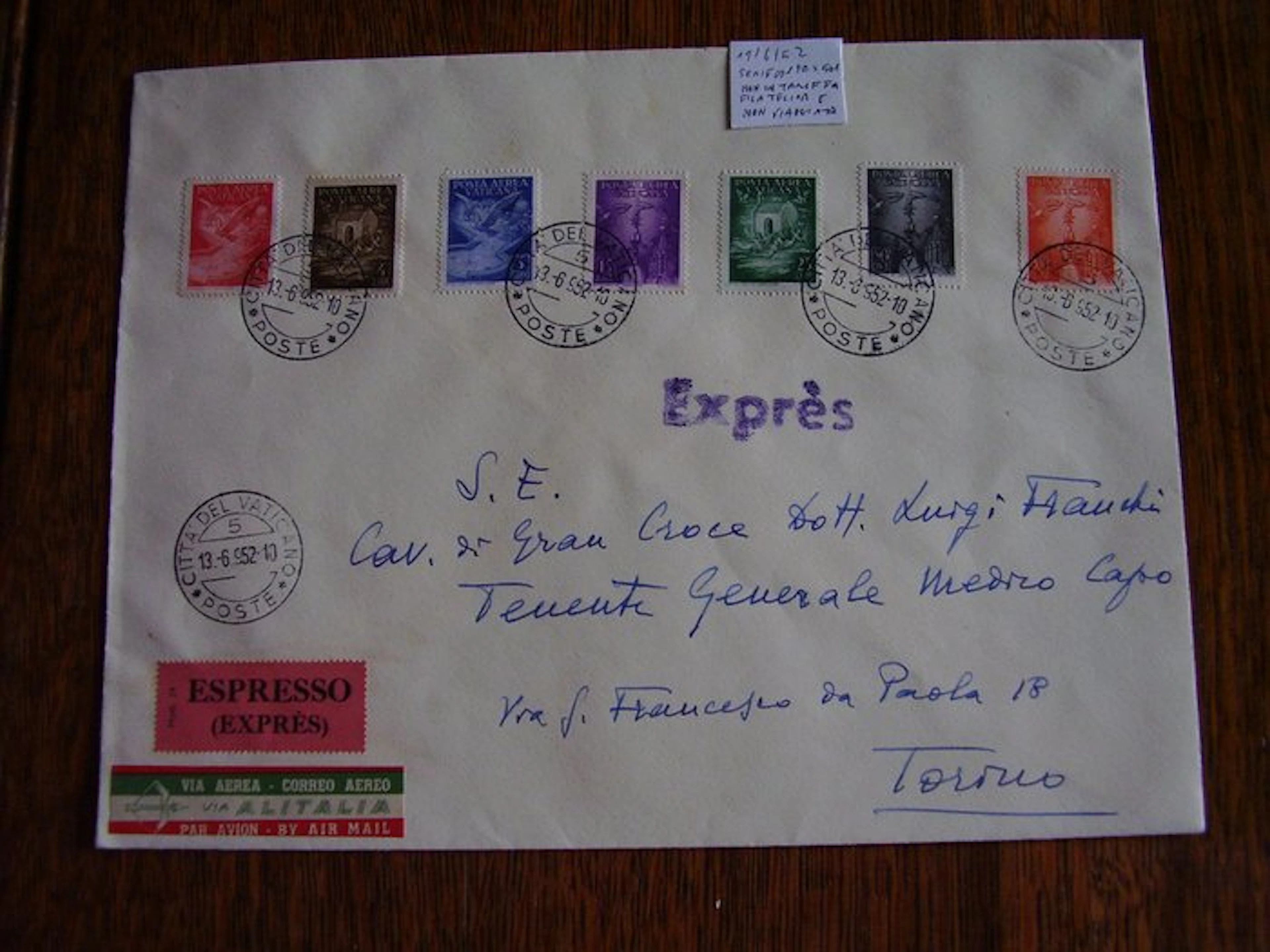 Vatican City - Beautiful collection of stamps on an envelope
