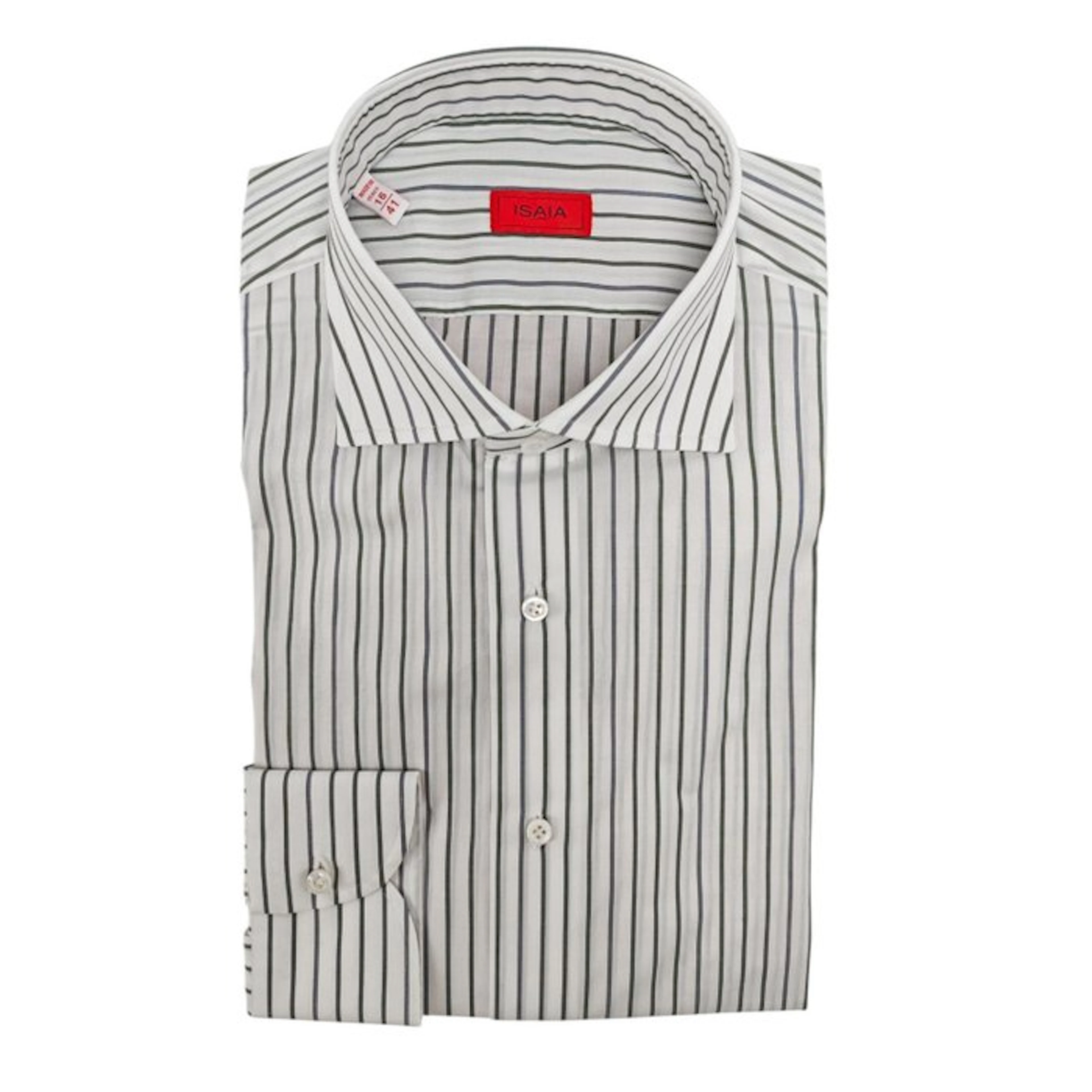 ISAIA NAPOLI - 16 - 41 - "Mix" Dress Shirt White Striped...