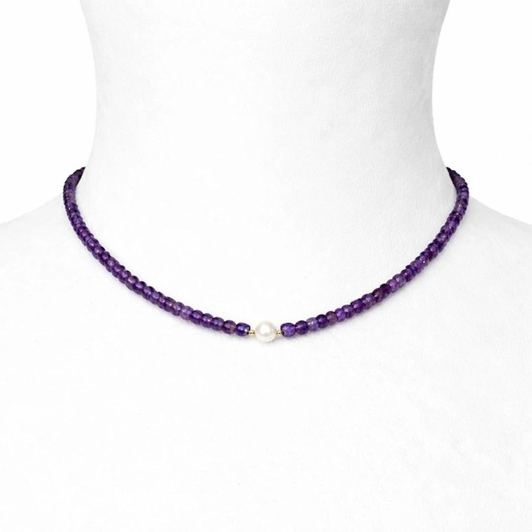 No reserve price - Necklace - 18 kt. Yellow gold - 59.00ct. tw. Amethyst