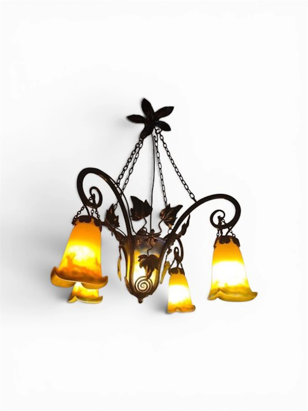 Muller Frères - Muller Frères Luneville - Chandelier - Lustre - Wrought iron