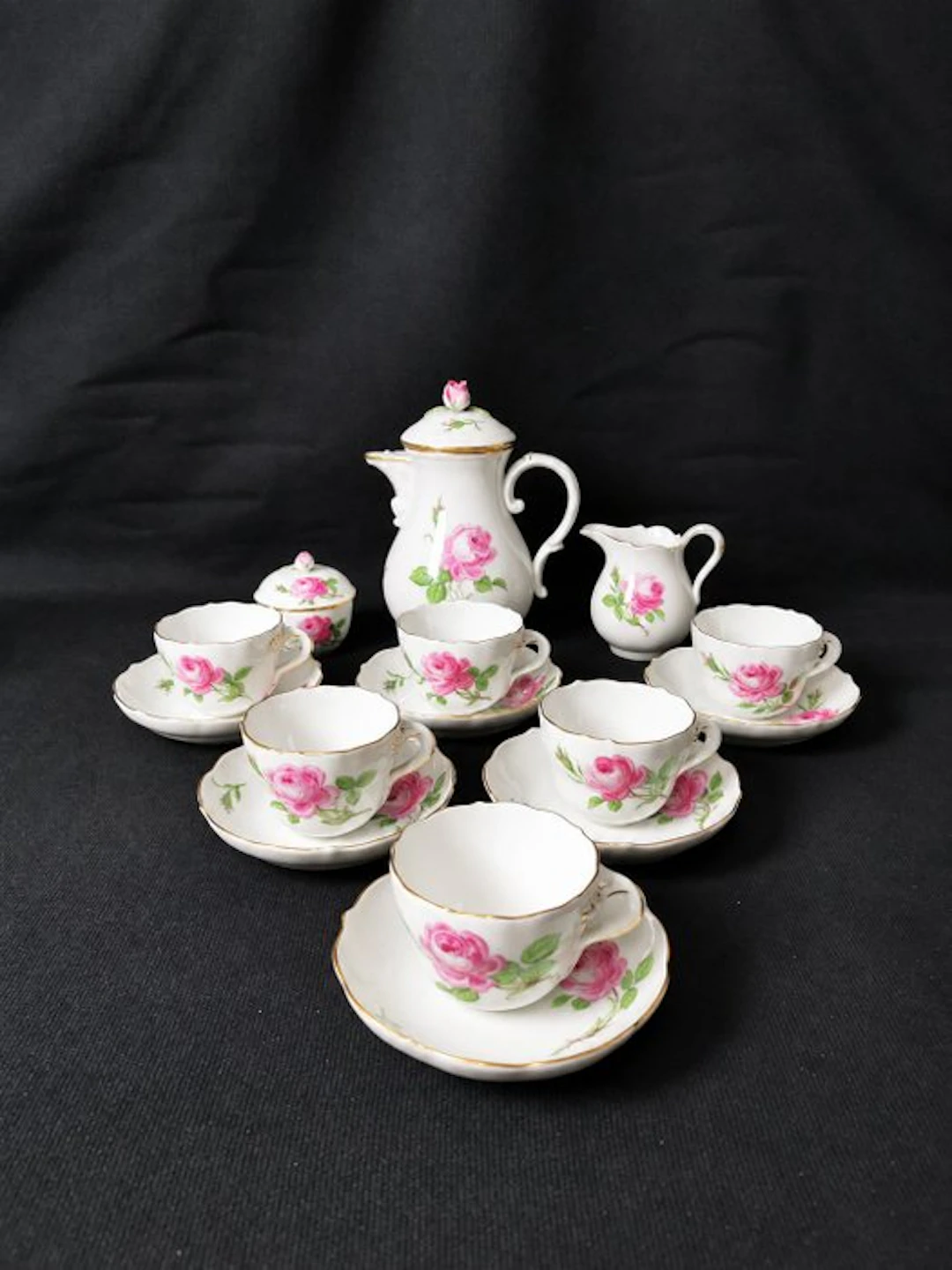 Meissen - Rosa rossa - Servizio da moka - 1.Wahl - XX...