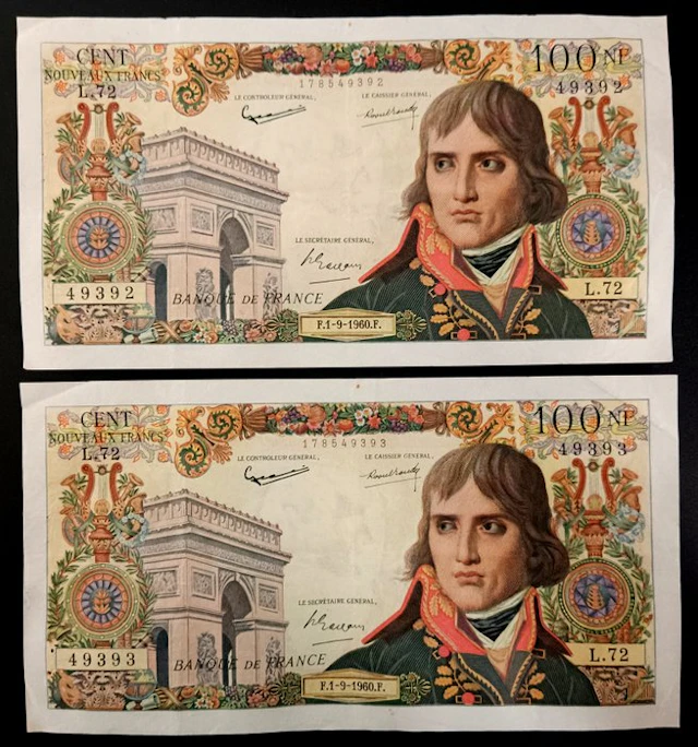 France. - 2 x 100 Nouveaux Francs - 01/09/1960...