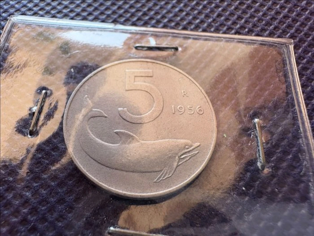 Italy, Republic 5 Lire 1956 Delfino
