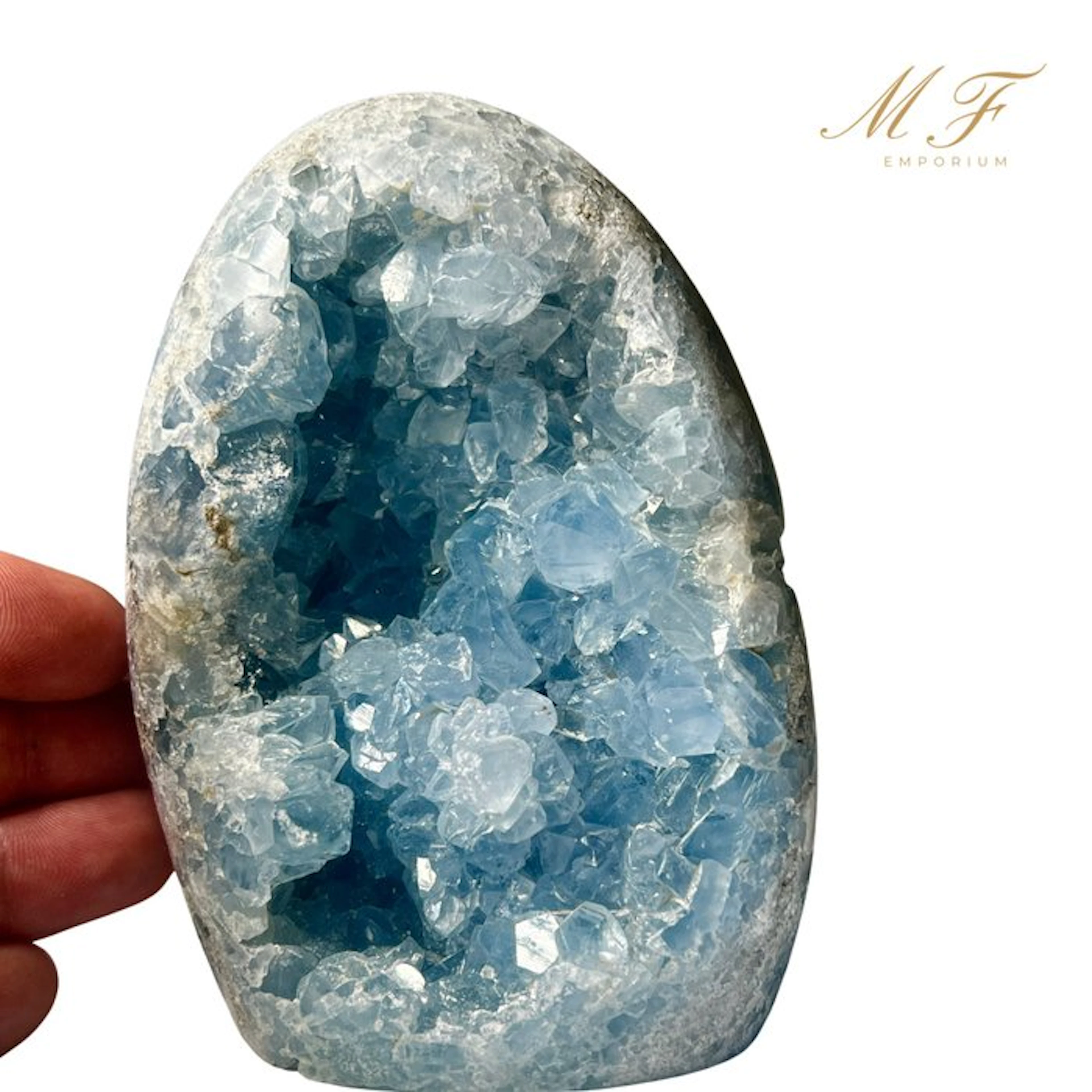 Premium - Celestine Geode Geode - Height: 140 mm - Width: 100 mm- 1800 g - (1)