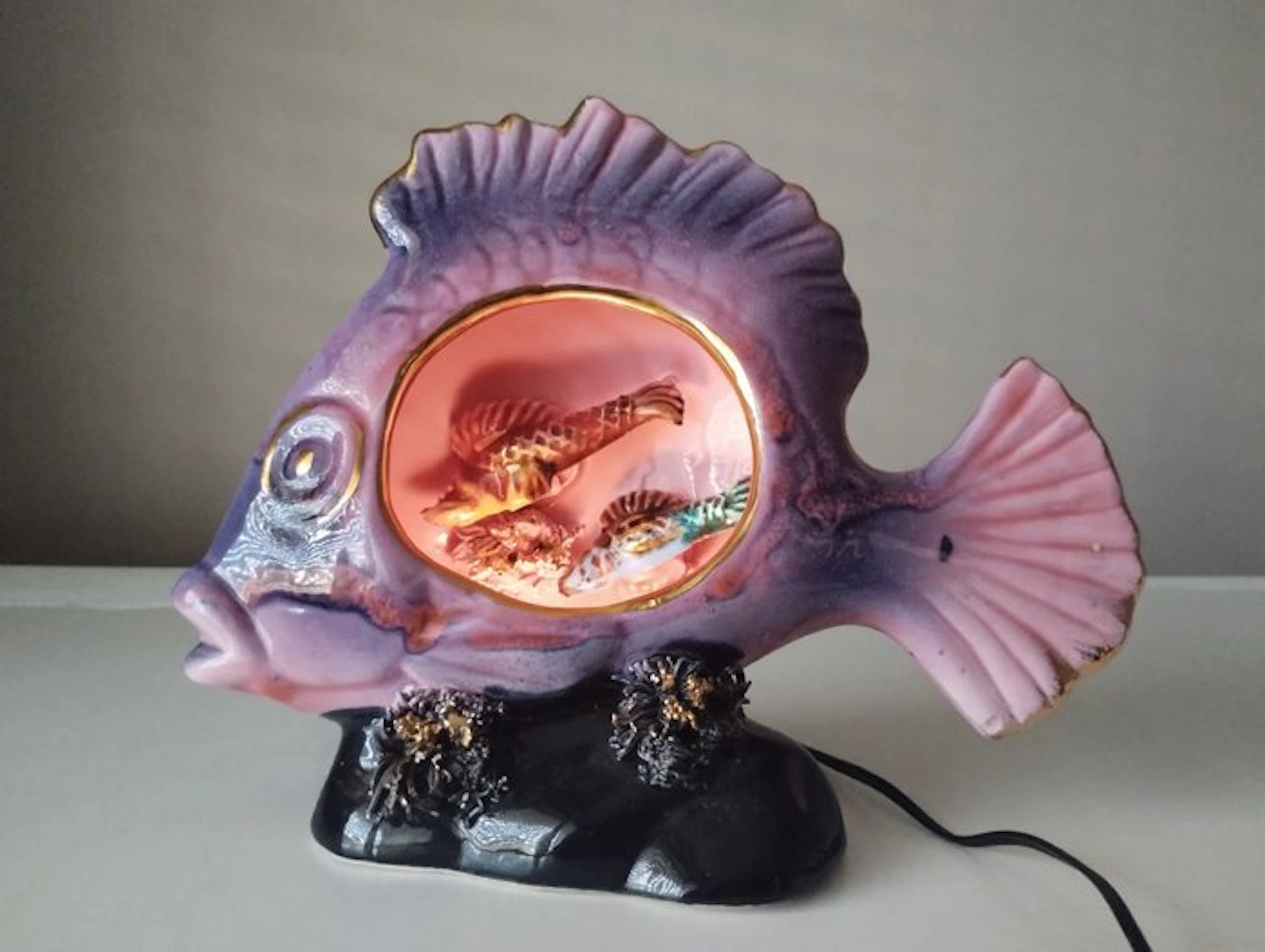 Vallauris - Table lamp - Glow-in-the-dark fish night...