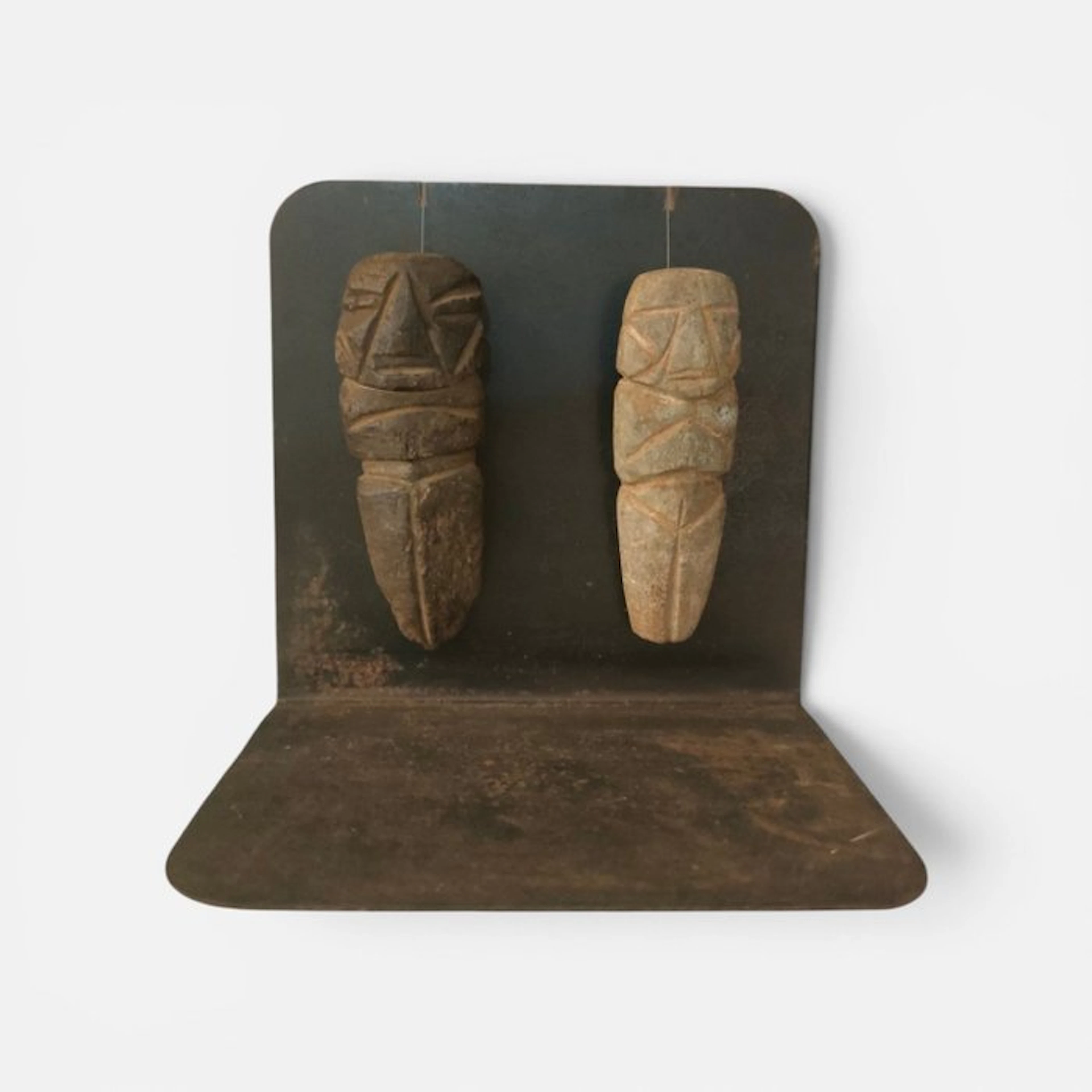 Pre-Columbian - Chontal Two Anthropomorphicl Stone Idols...