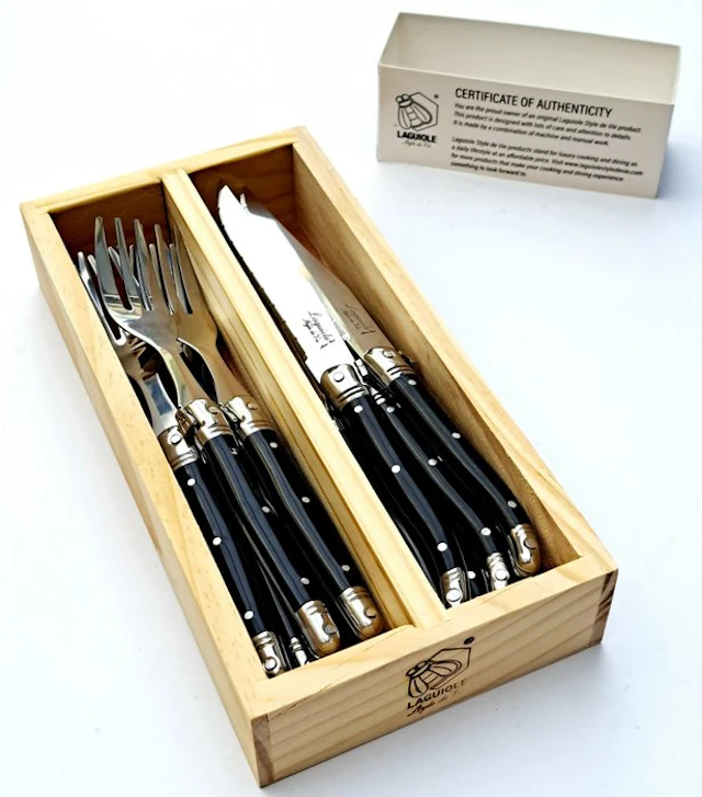 Laguiole - 12 pieces petit fours Cutlery set - 6x forks...