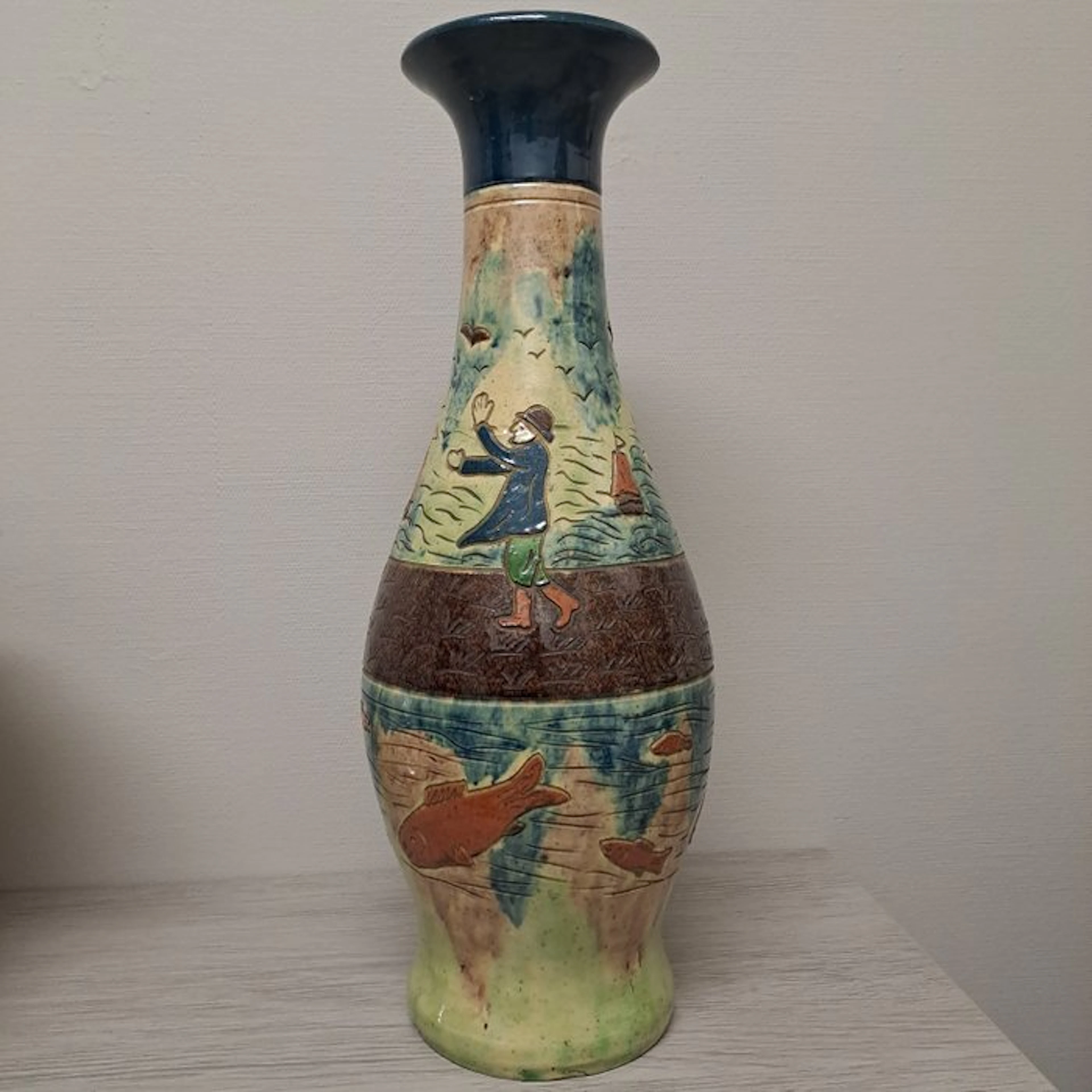 Pieter Joseph Laigneil - Baluster vase - Ceramic - Vase with maritime decor