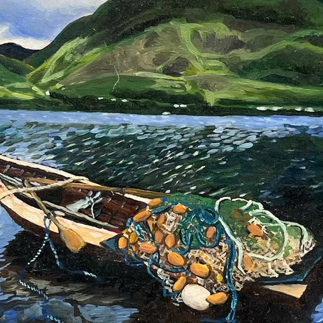 Manuela Facchin Varalda (1963) - Barque de pêche sur lac...
