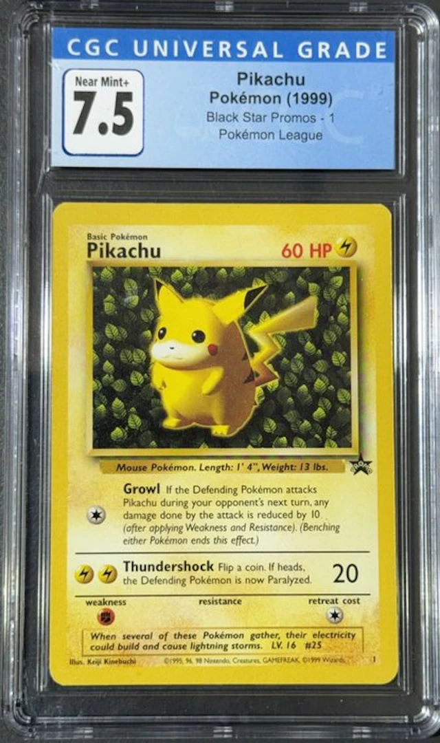 Pokémon - 1 Graded card - #1 Pikachu (1999) Pokemon League Promo - CGC 7.5