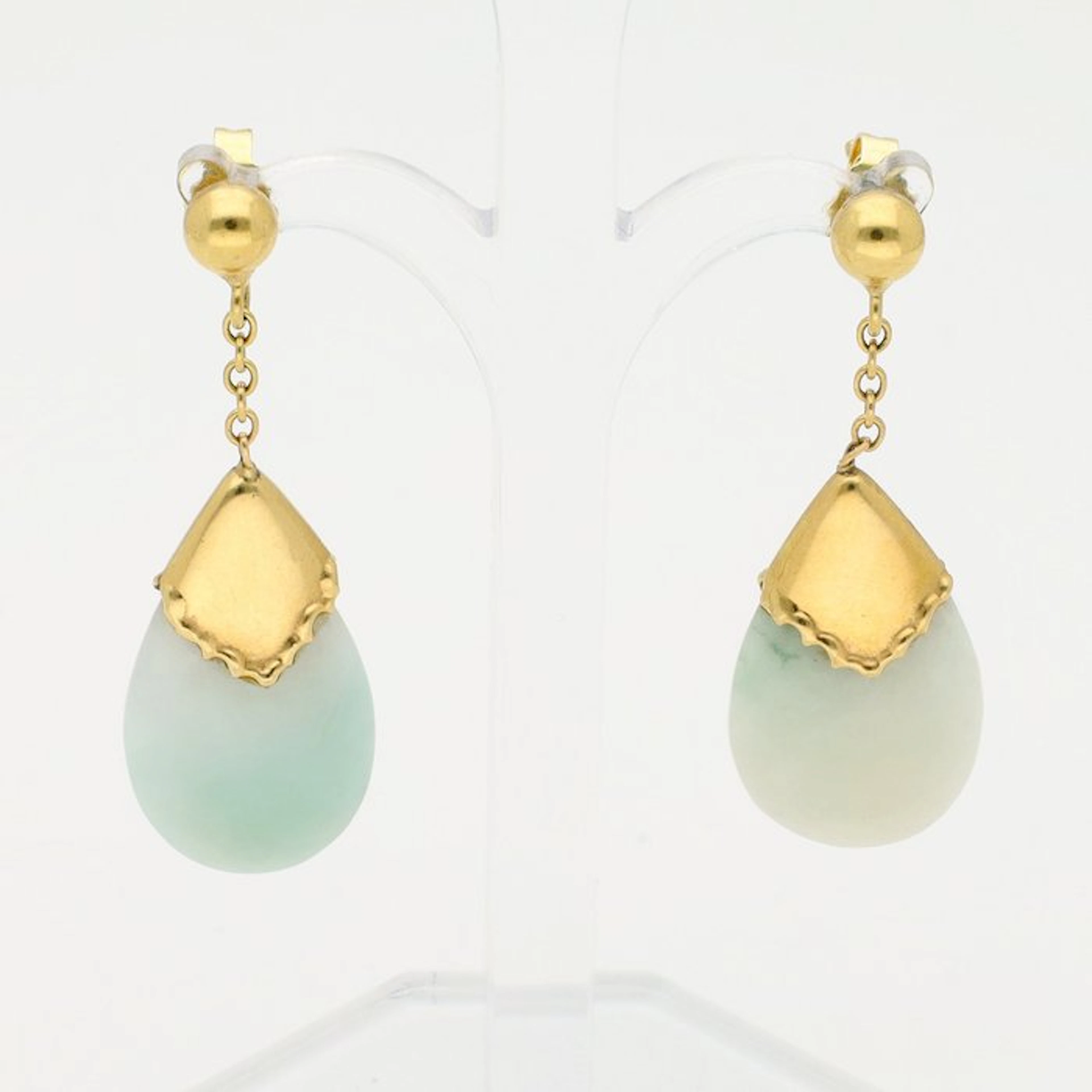 Earrings - 18 kt. Yellow gold Jade