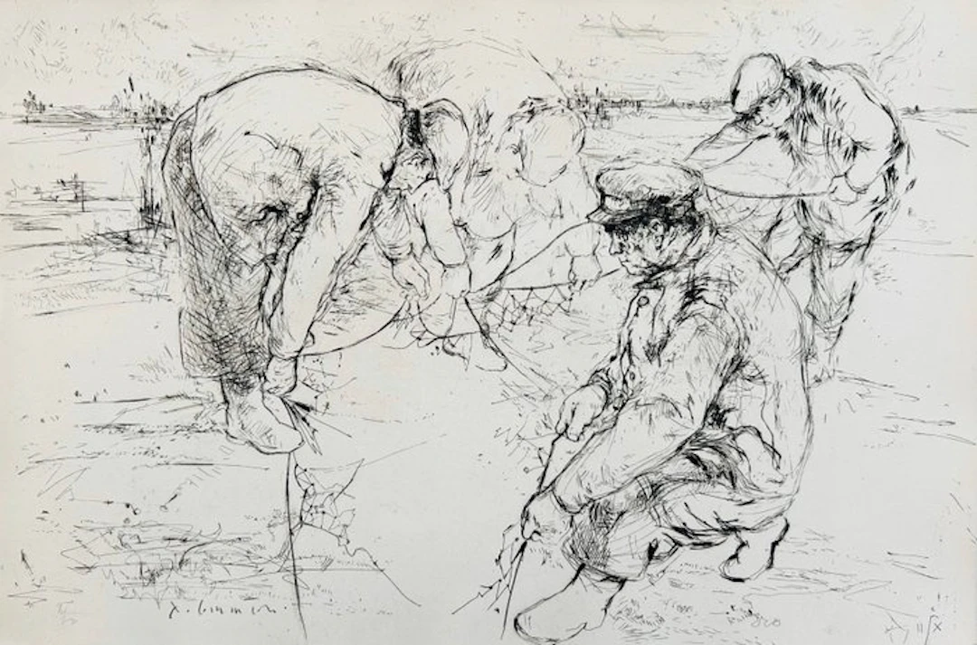 Jean Commère (1920-1986) - Les pêcheurs - Lithographie originale signée