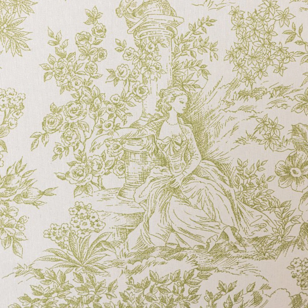BA066 - Green Toile de Jouy fabric – 2.8 x 2.5 m...