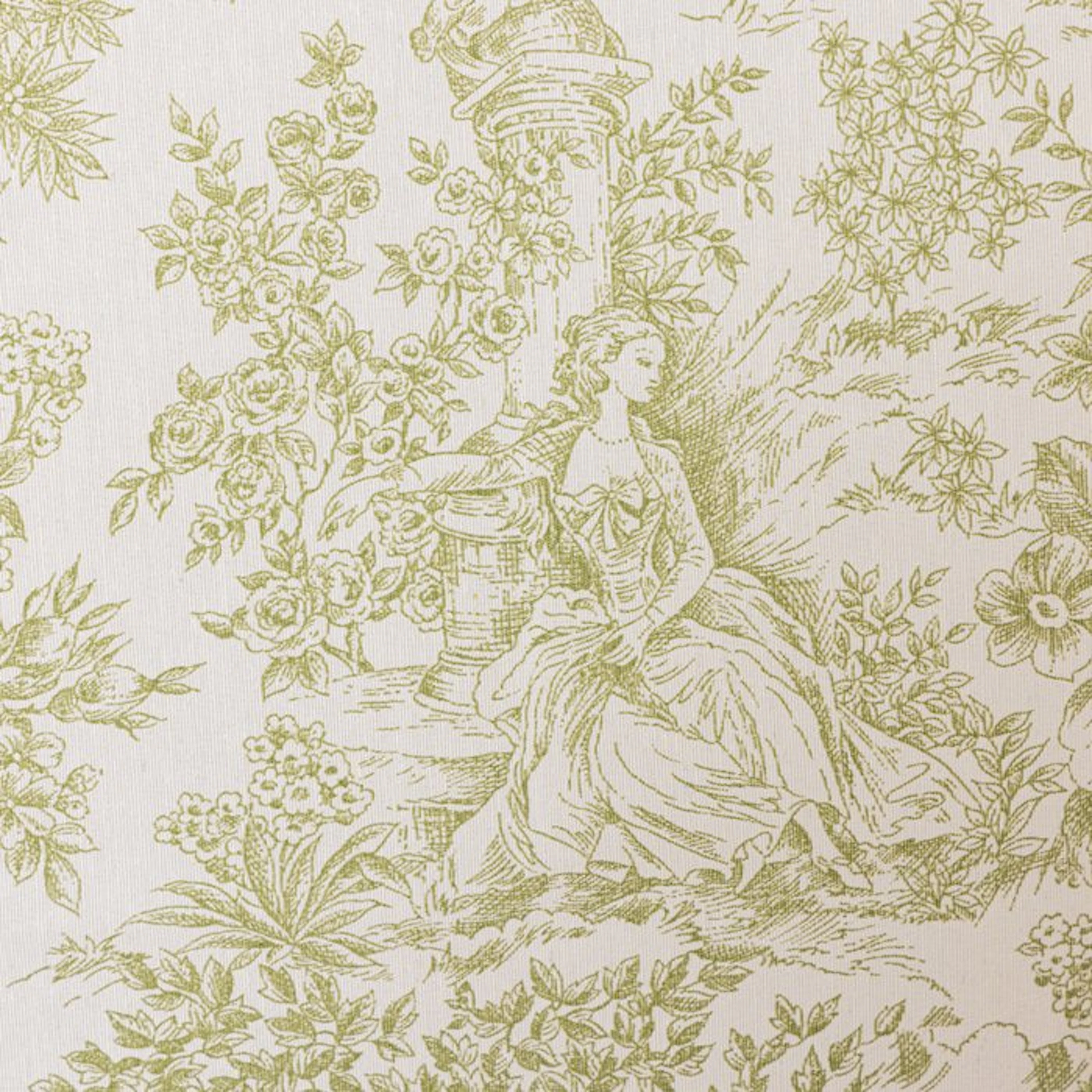 BA066 - Green Toile de Jouy fabric – 2.8 x 2.5 m...