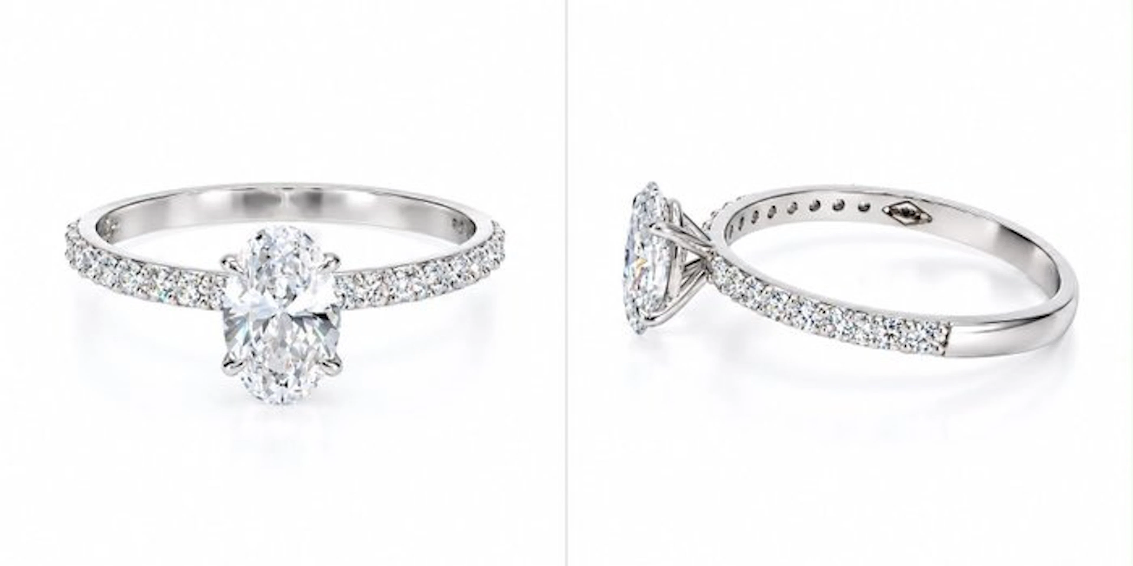 No reserve price - Ring - 14 kt. White gold - 1.02ct. tw. Diamond (Lab-grown)