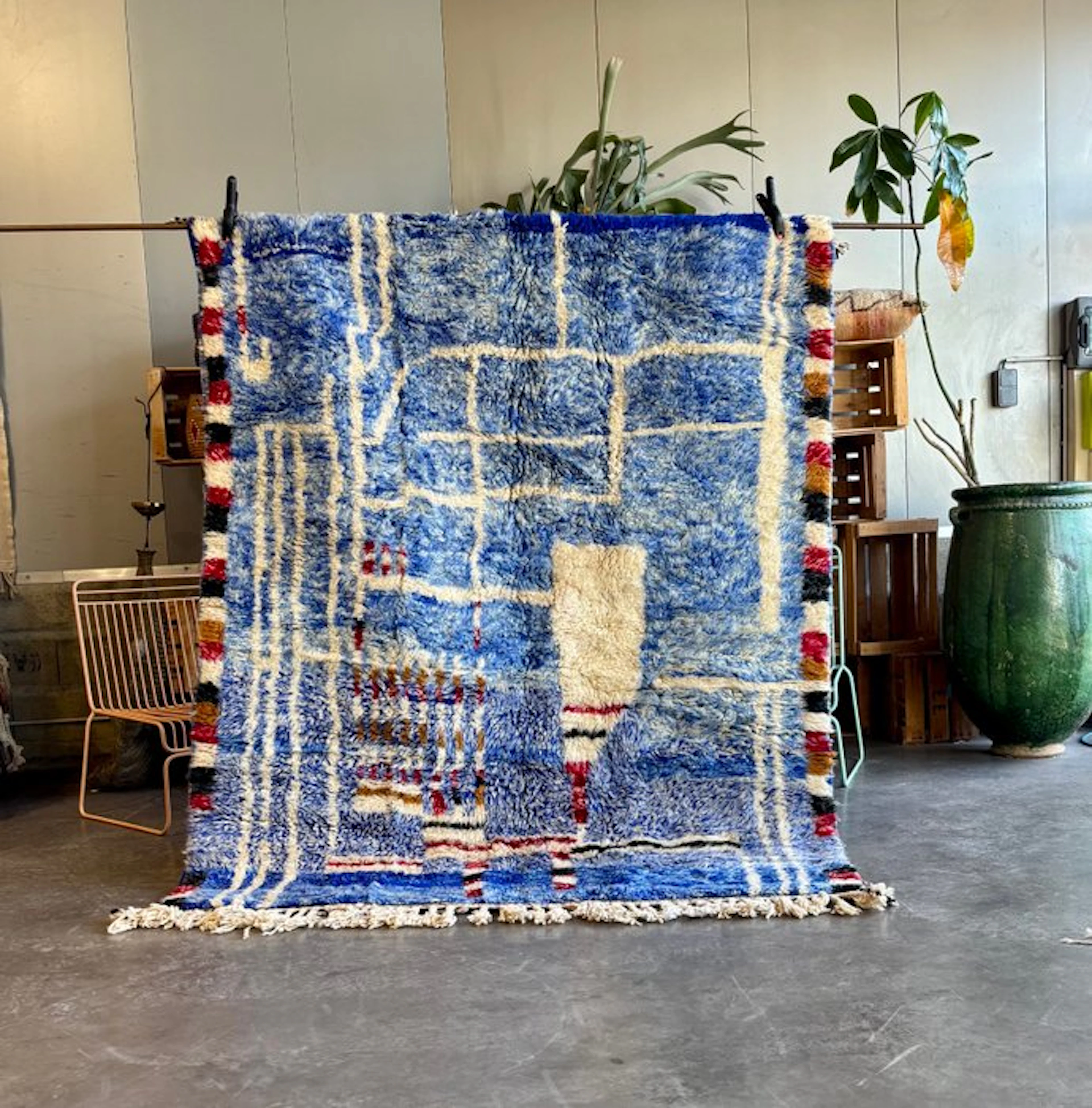 Blue Moroccan Modern Berber Mrirt Rug - Rug - 220 cm - 170 cm