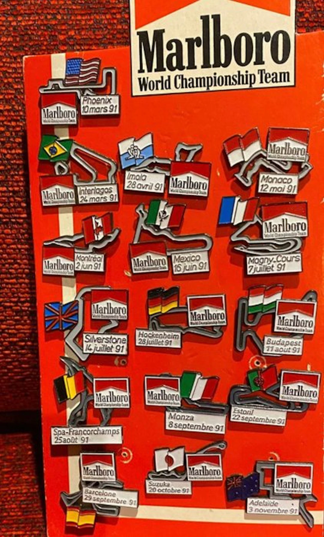 Pin badge Marlboro World Championship Team 91 - France - 20th - late