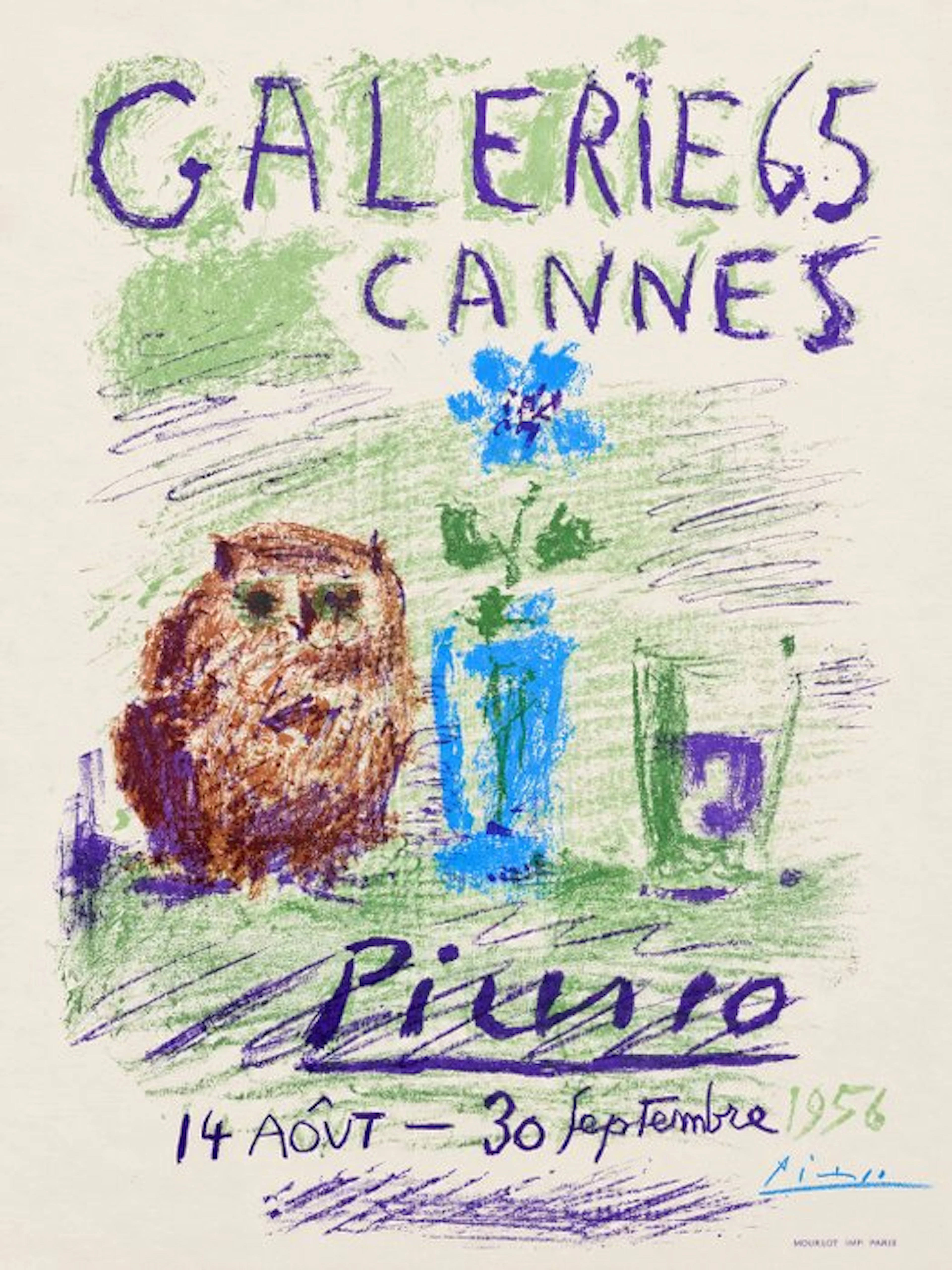 Pablo Picasso (1881-1973) - Galerie 65, Cannes (Hibou, verre et fleur)