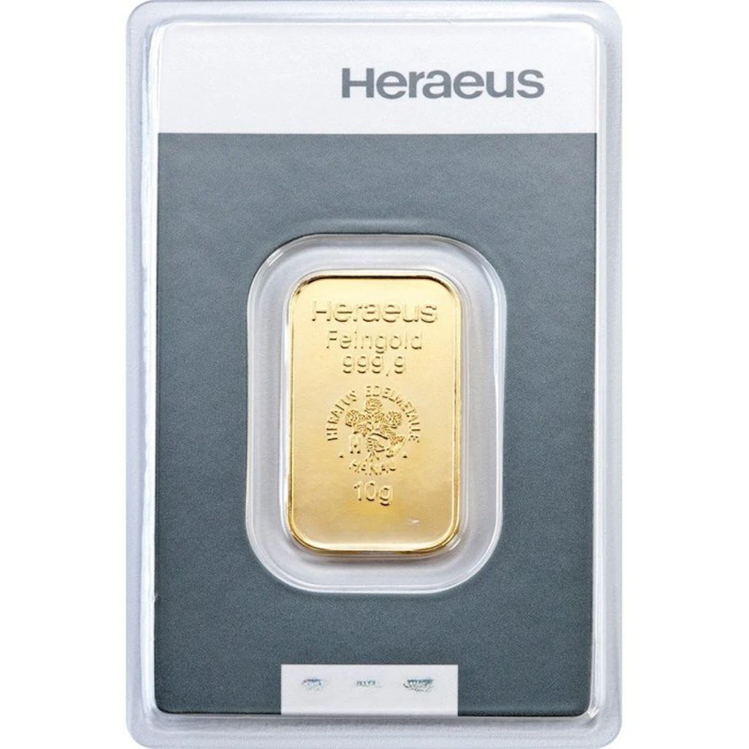 10 grams - Gold .999 - Heraeus - Sealed & with certificate