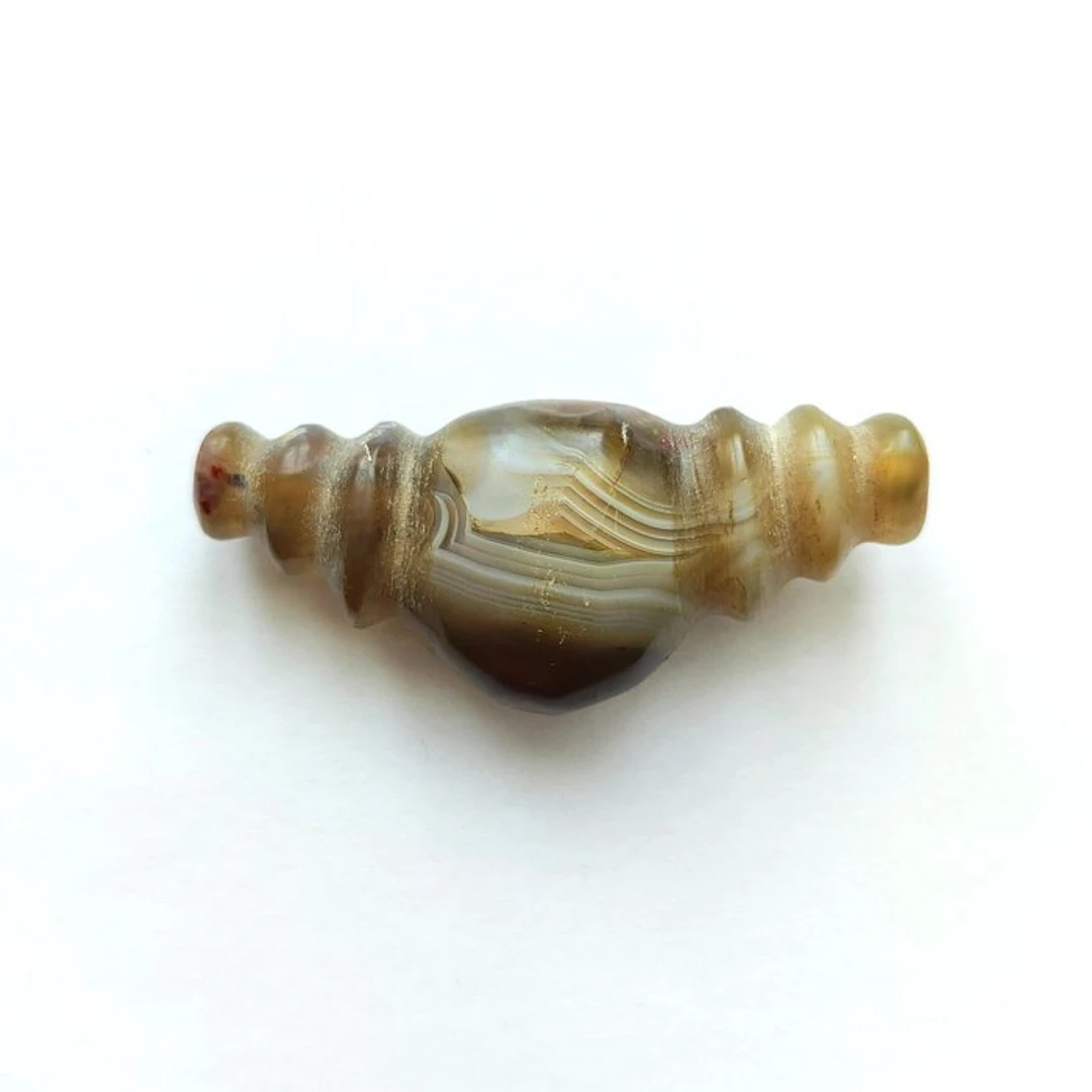 Ancient Tibetan-Burmese Natural Banded Agate Kidney...
