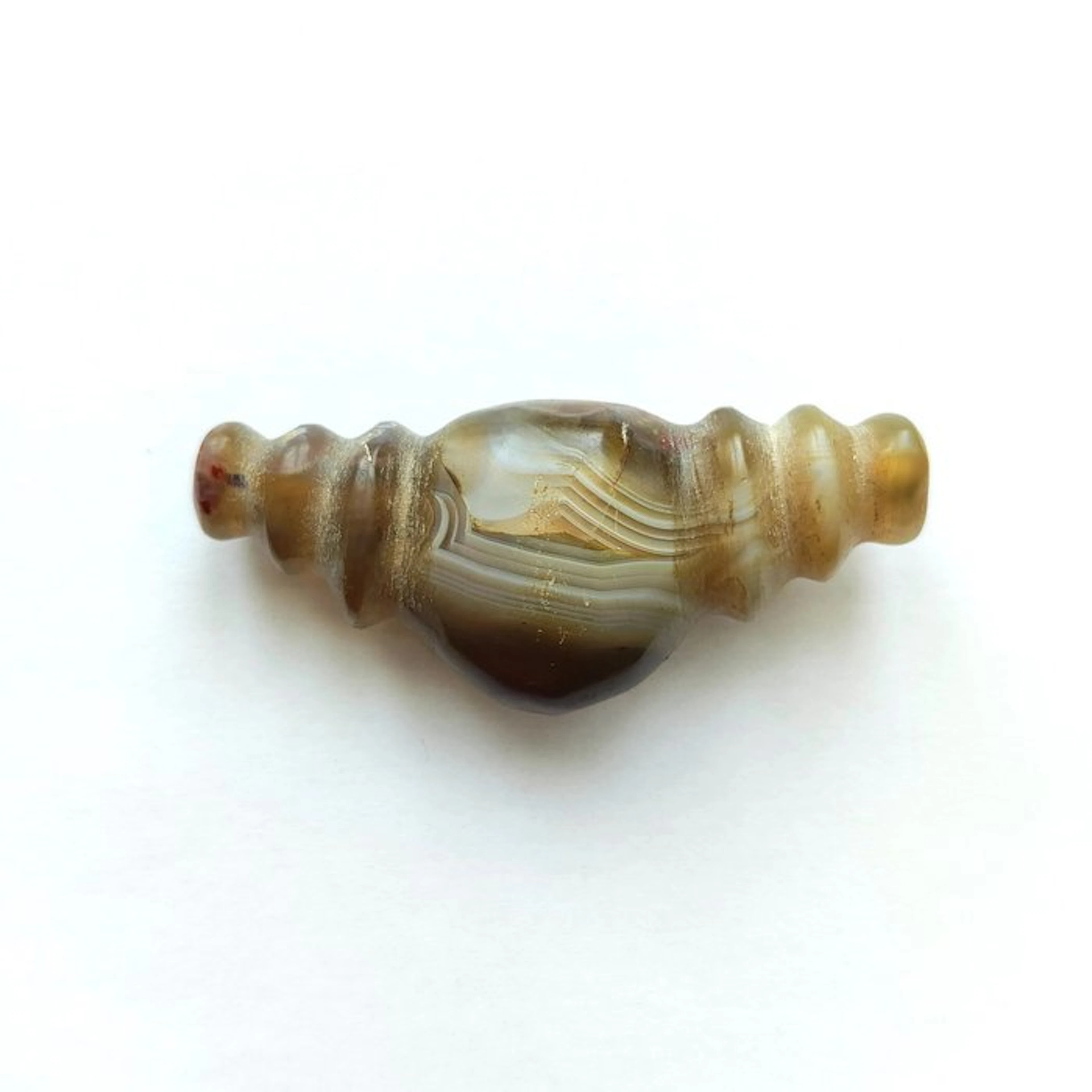Ancient Tibetan-Burmese Natural Banded Agate Kidney...