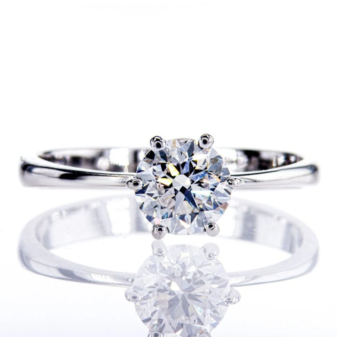 Engagement ring - 18 kt. White gold - 1.06ct. tw. Diamond (Natural)