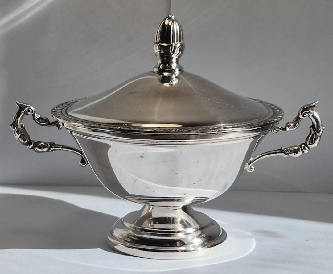 Vintage Italian 800 Silver Sugar Bowl - Lecco (15 LO)