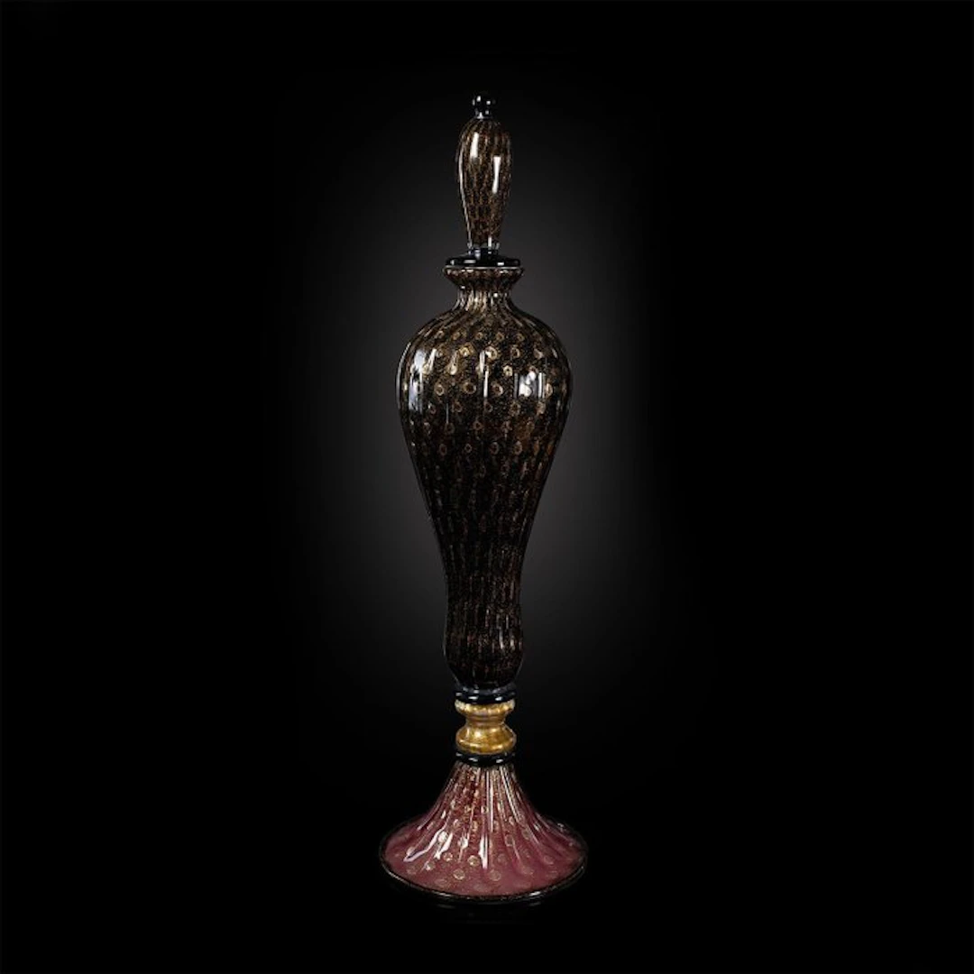 Bottle vase - Glass - 24 kt gold bottle vase