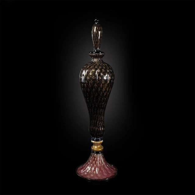 Bottle vase - Glass - 24 kt gold bottle vase