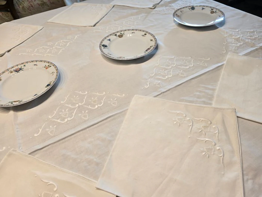 Tablecloth (13) - 285 cm - 147 cm - Ancient trousseaus