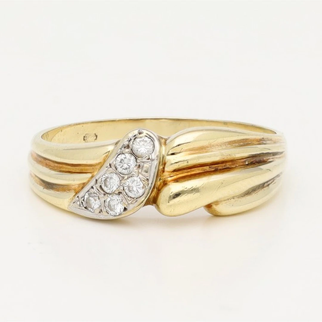 Ring - 14 kt. Yellow gold, White gold Diamond (Natural)