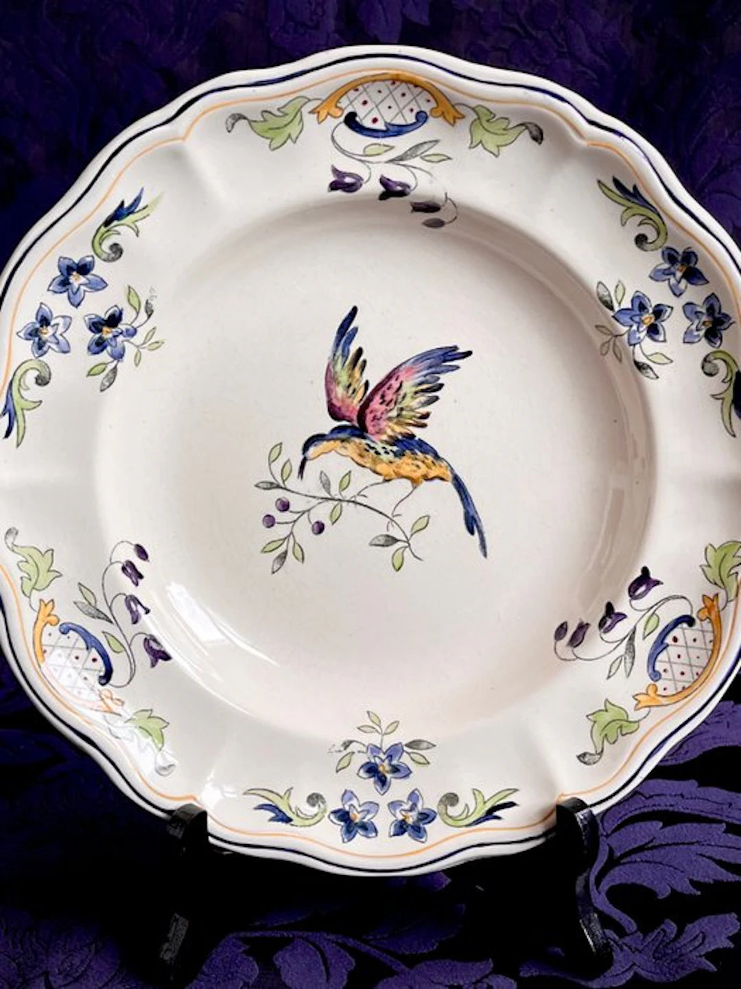 Longchamps - Dinner plate (11) - Cléry - Earthenware - Hand-painted Faience