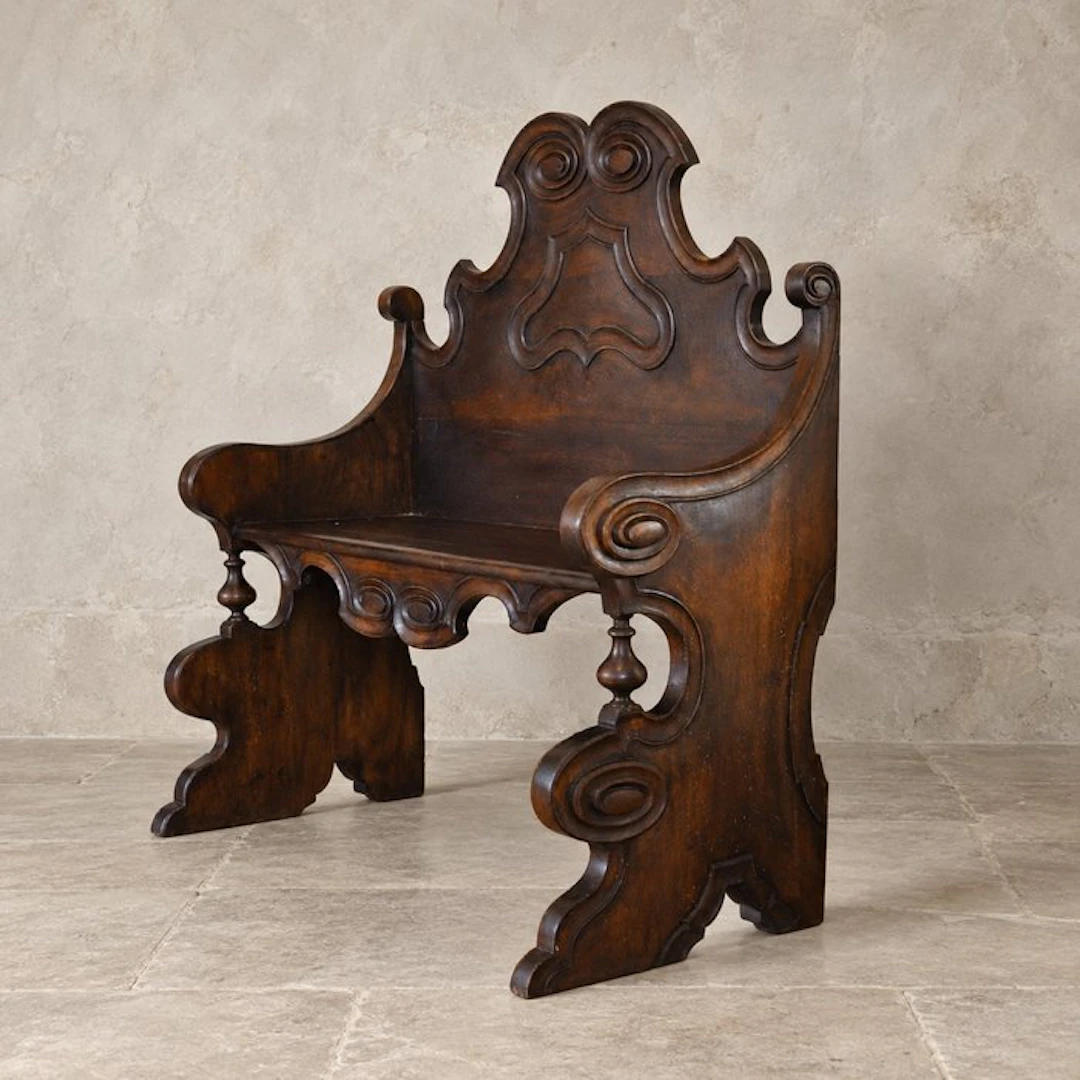 Panca del XIX secolo in quercia intagliata a mano - Hall bench - Wood