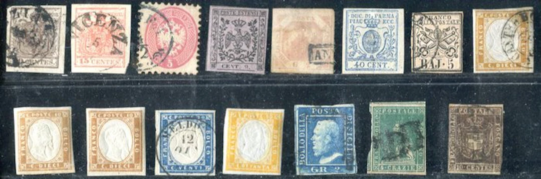 Italian Ancient States 1850/1863 - 15 new and used values of the various states