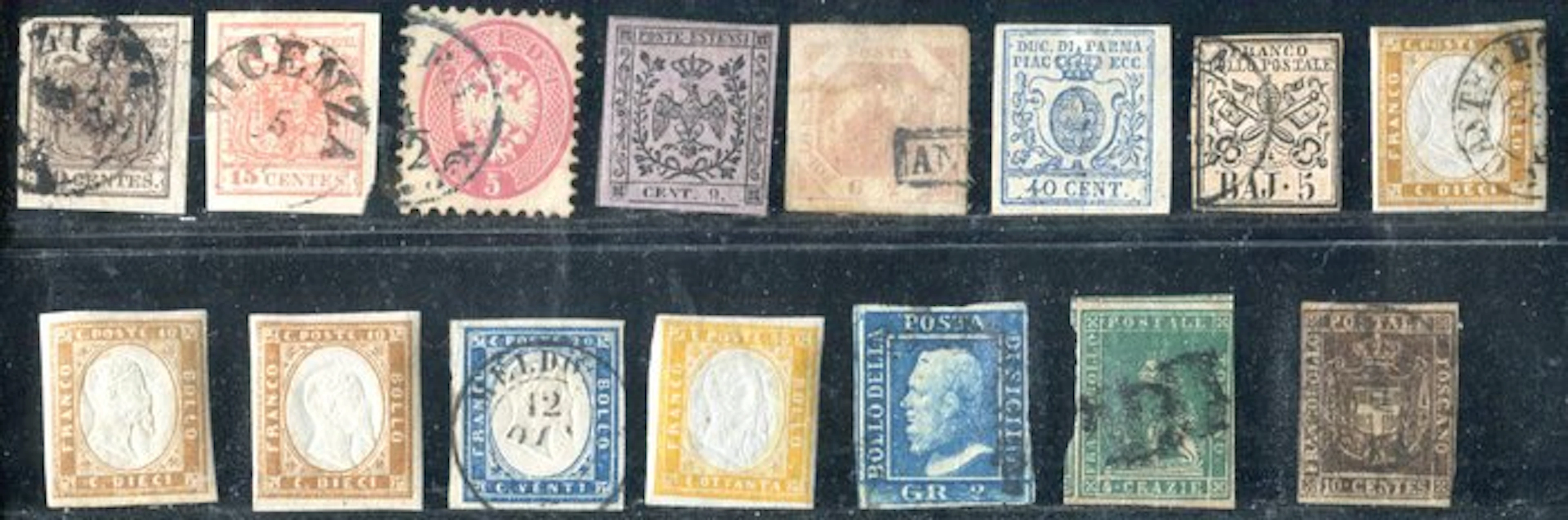 Italian Ancient States 1850/1863 - 15 new and used values of the various states