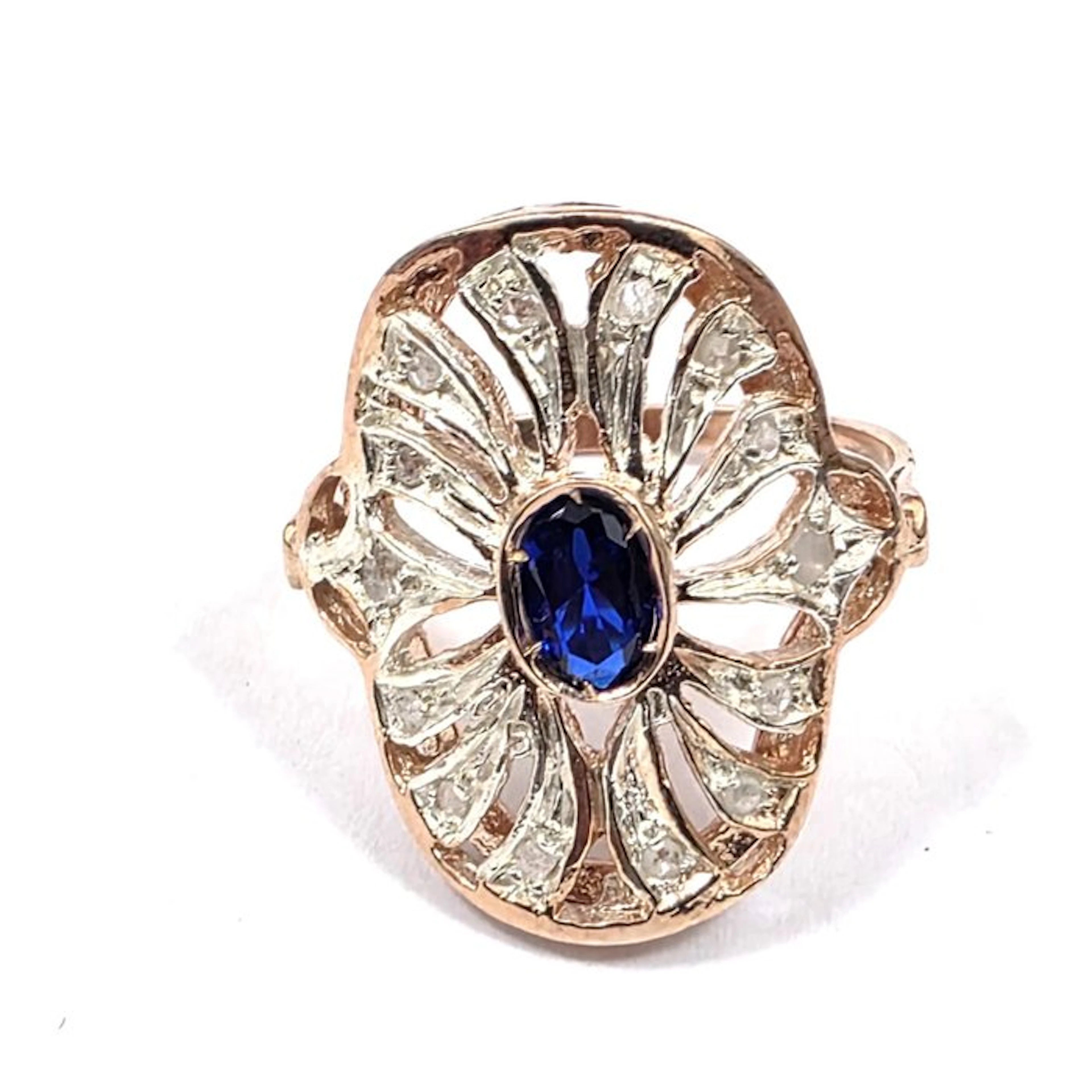 No reserve price - Ring - 9 kt. Rose gold, Silver Spinel - Demantoid