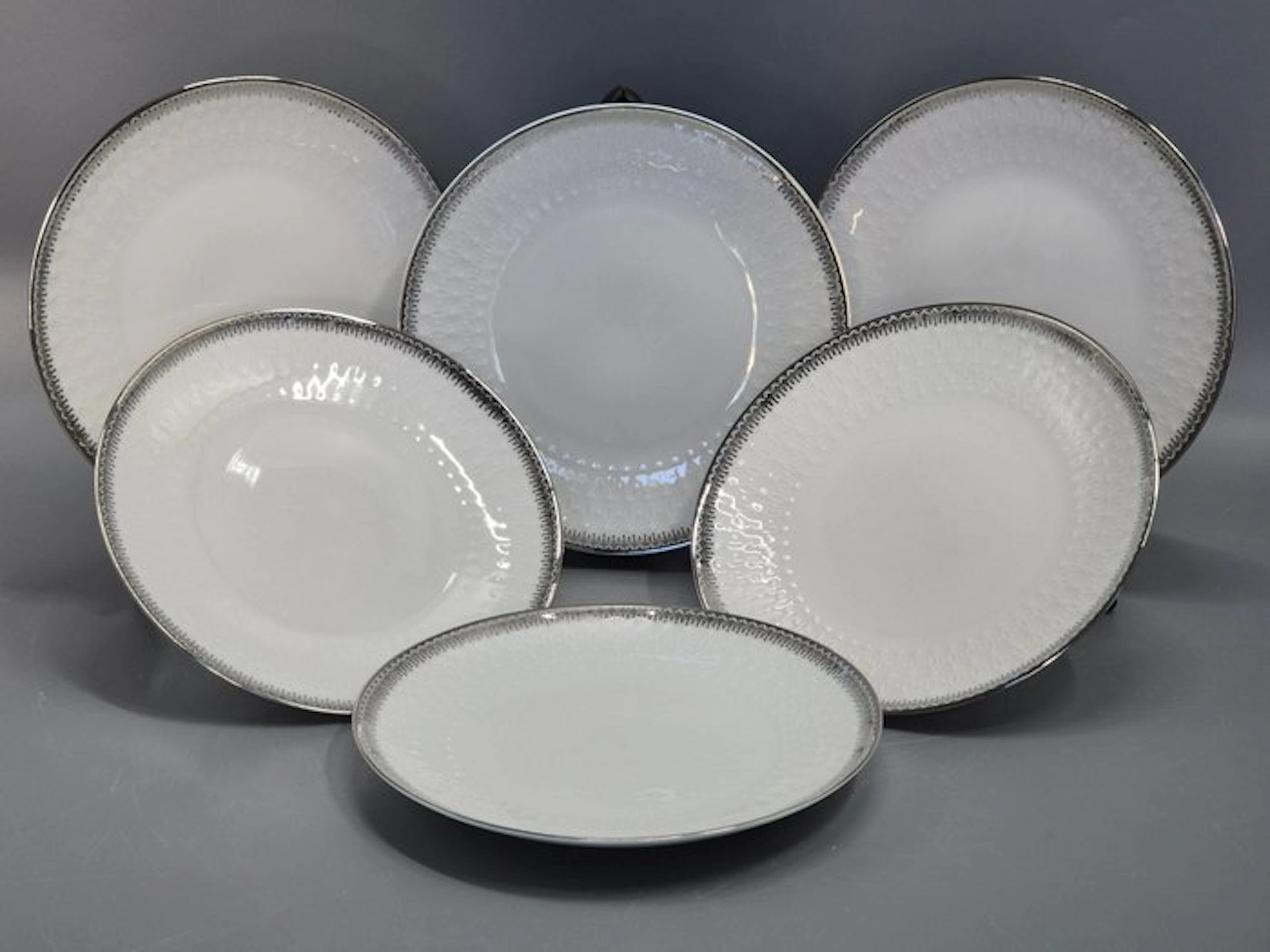 Mitterteich Bavaria 6 Teller – Porzellan mit Silberrand - Dinner set