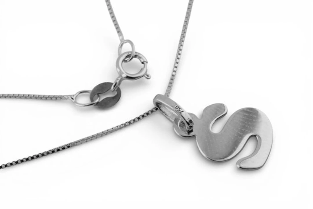 Necklace with pendant - 18 kt. White gold