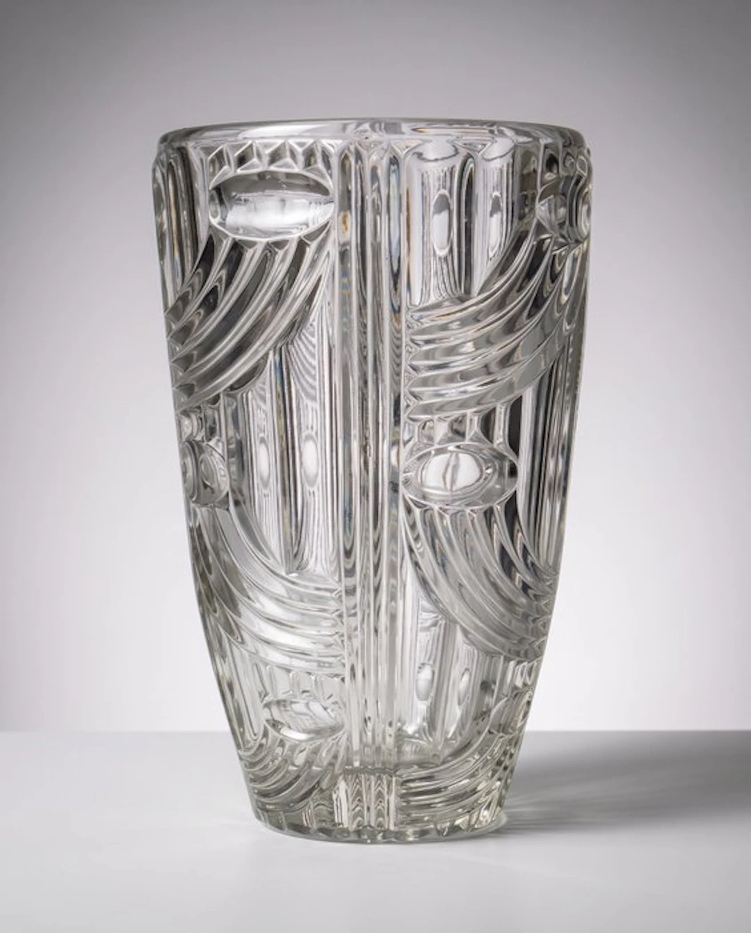 Sklo Union Libochovice - Vase - Clear glass with fan...