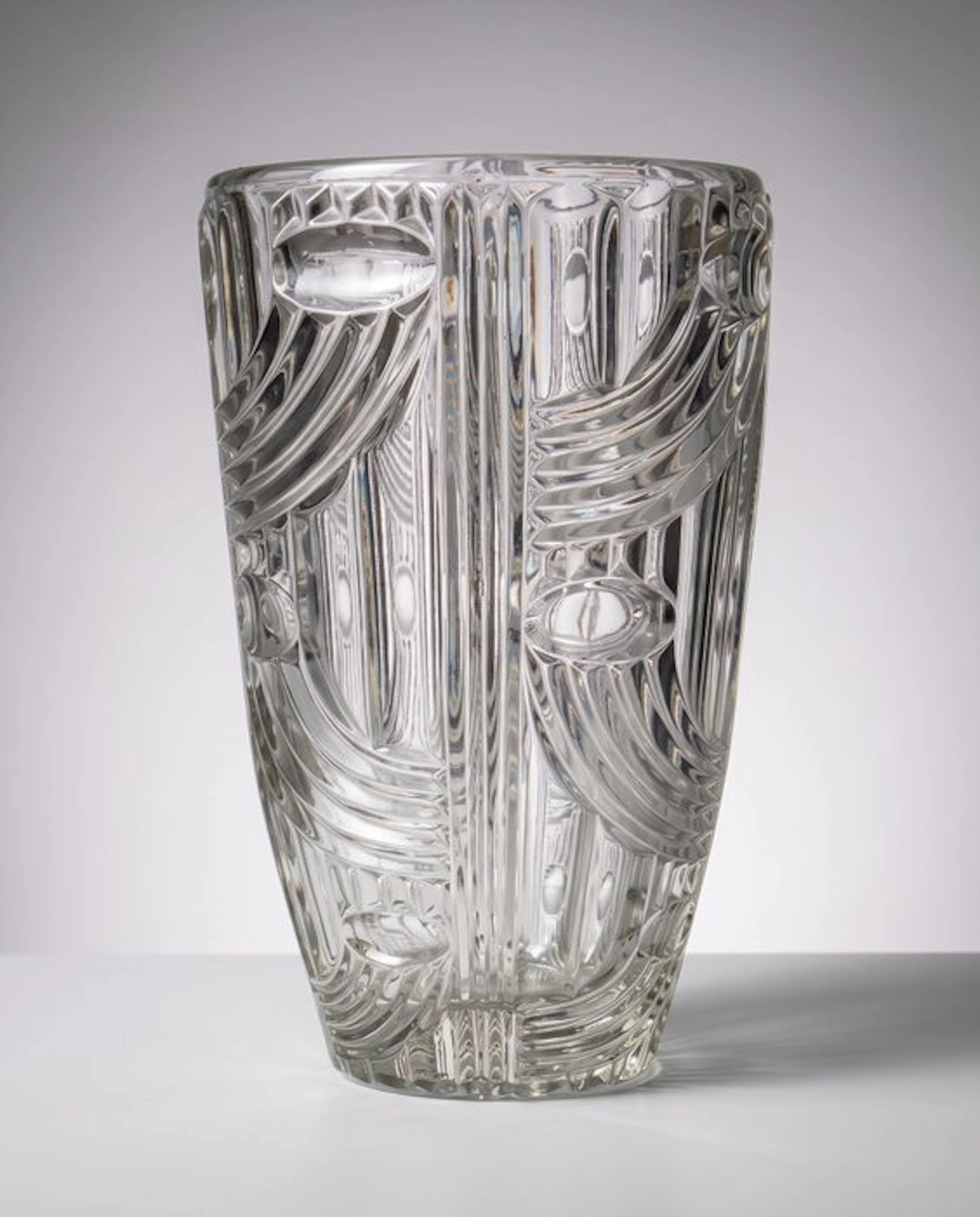 Sklo Union Libochovice - Vase - Clear glass with fan...