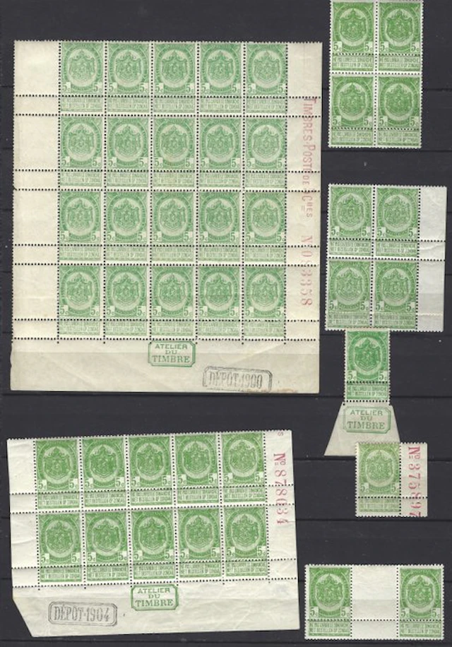 Belgium 1893 - Lot of 5c green coat-of-arms from the...