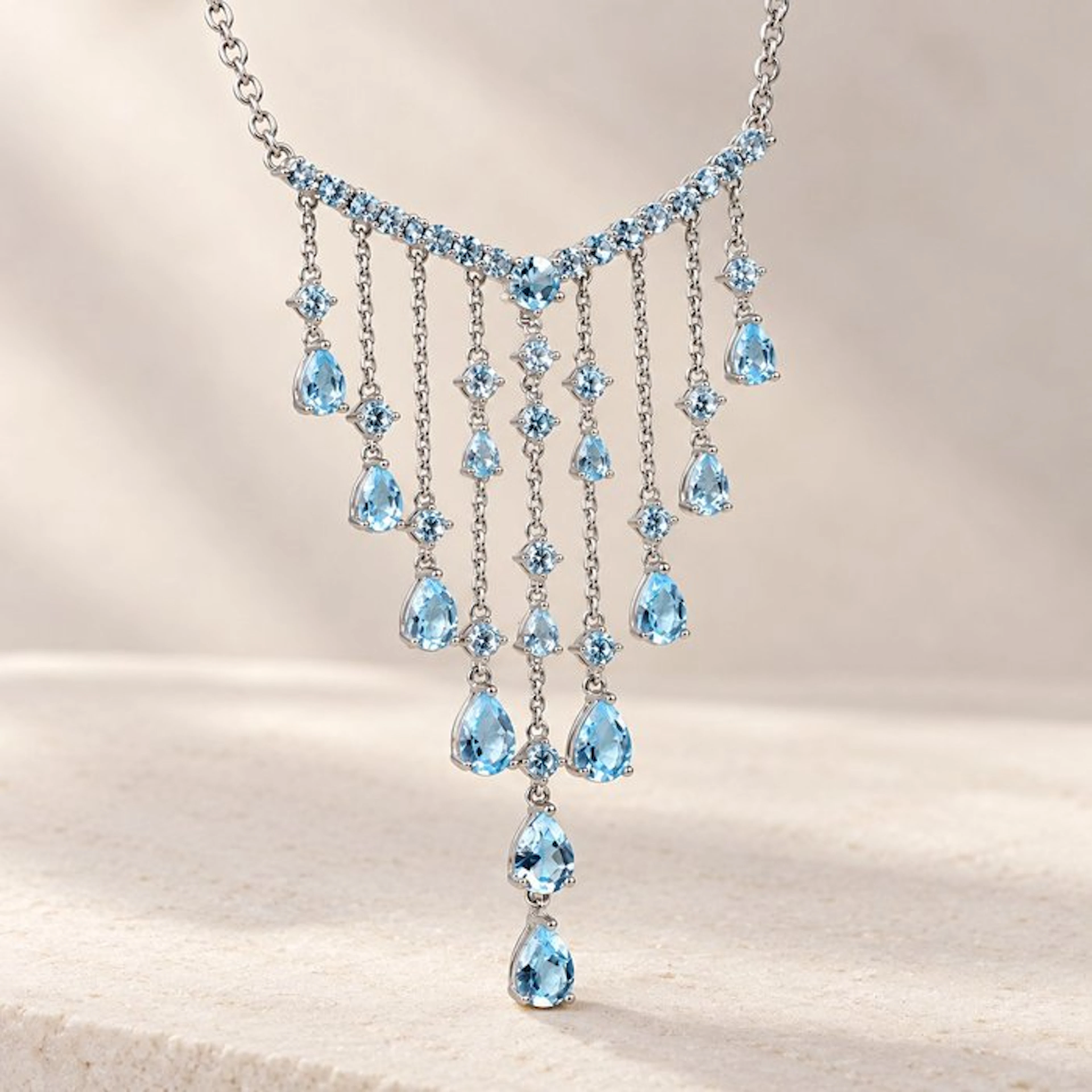 No reserve price - Necklace Silver - Topaz - Certified