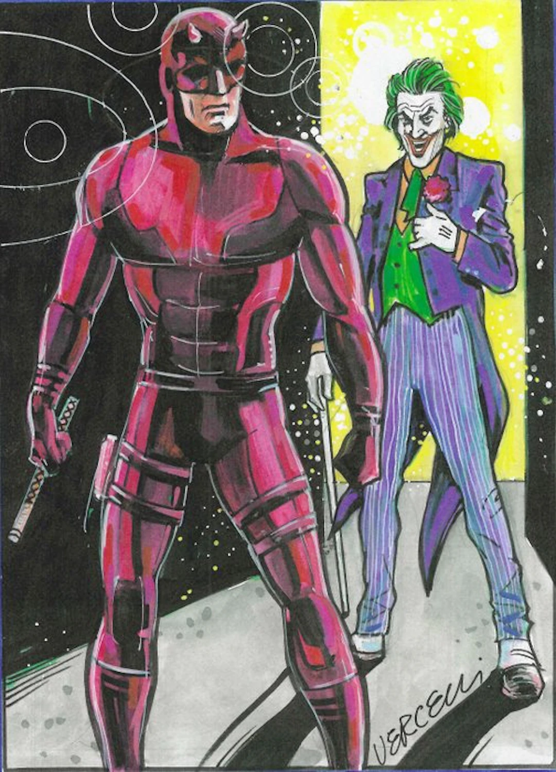 Gino Vercelli - 1 Colour pencil drawing - Daredevil...