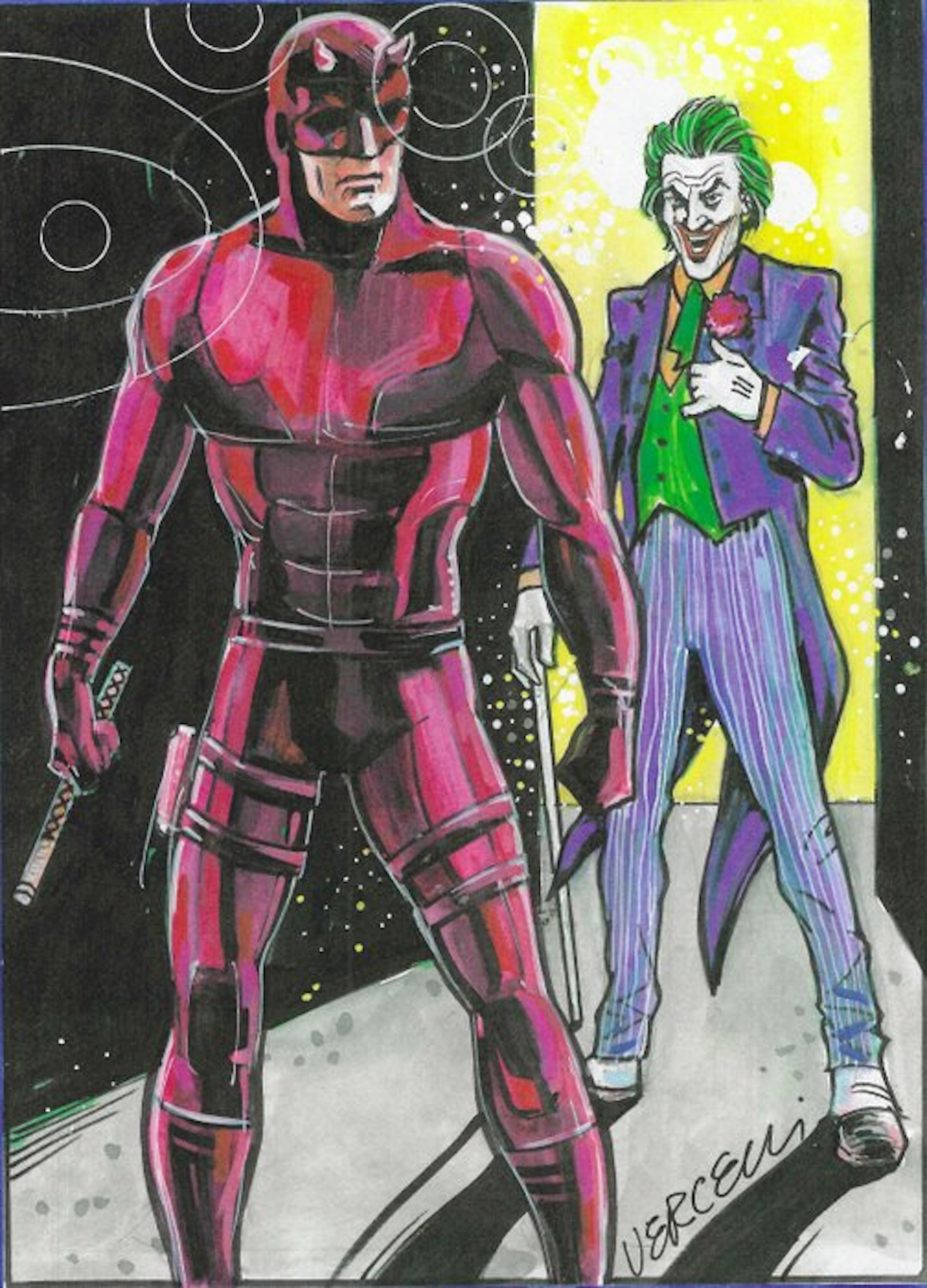 Gino Vercelli - 1 Colour pencil drawing - Daredevil...