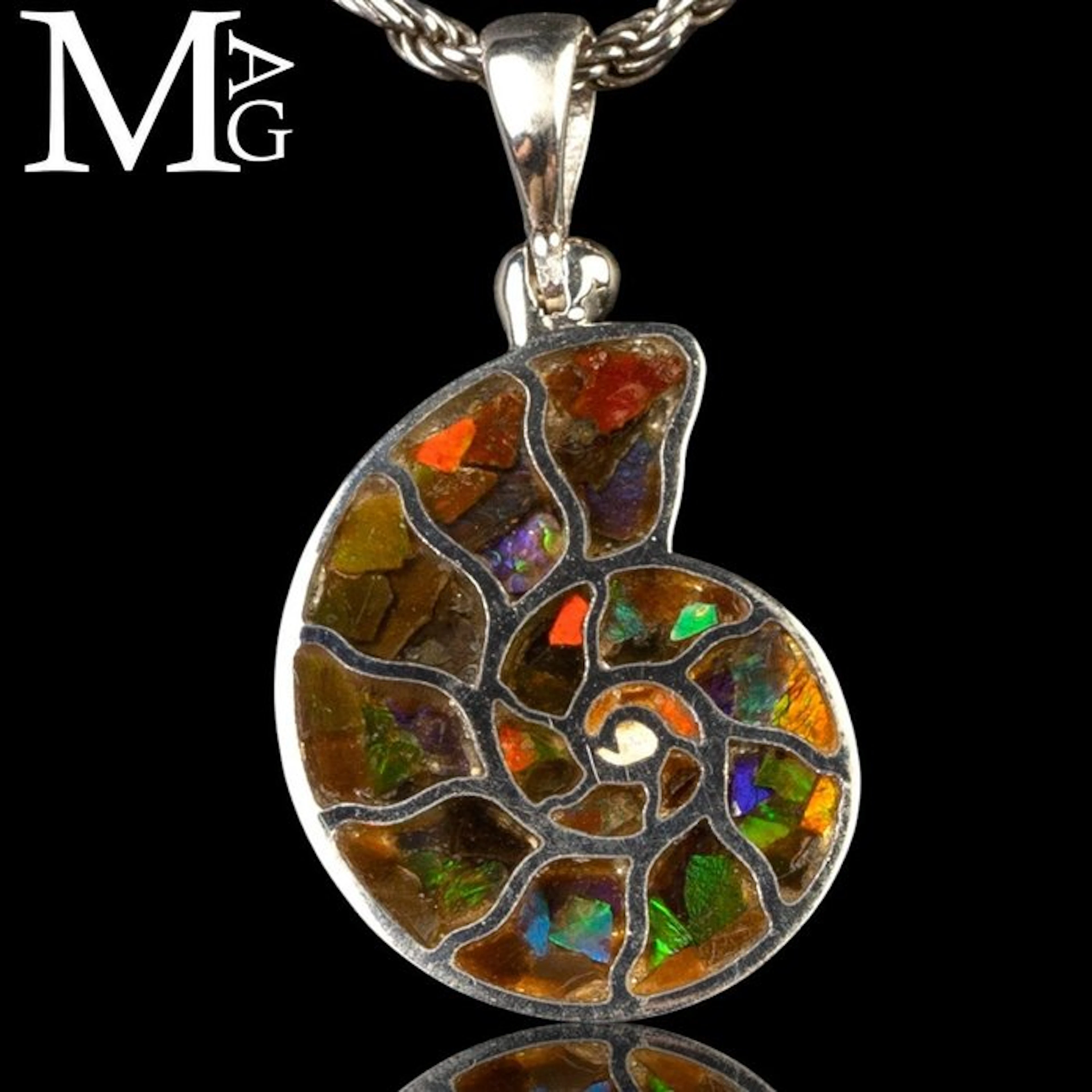 Cleoniceras Ammonite and Ammolite Inlays Jurassic Jewelry...